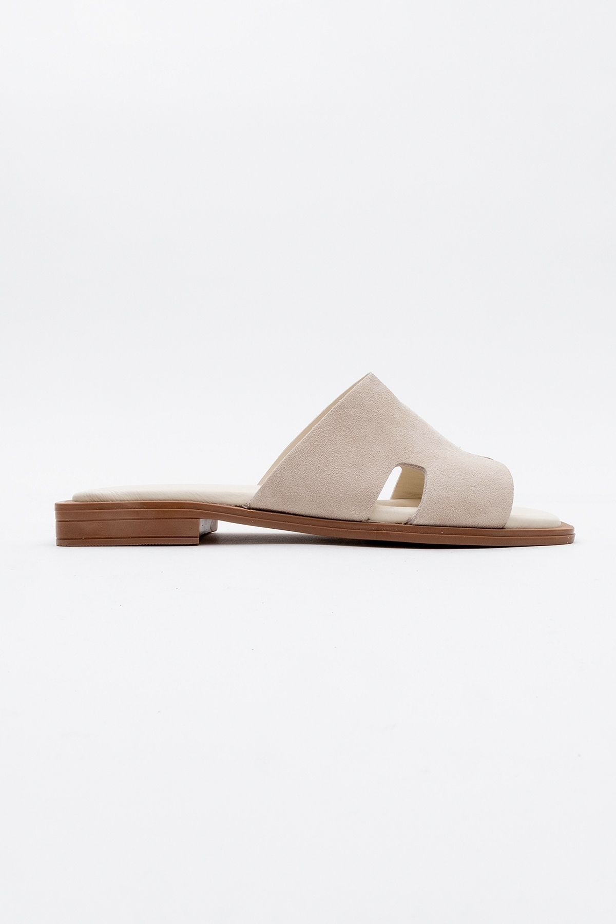 LuviShoes-Papuci de dama din piele bej model JEZ 5