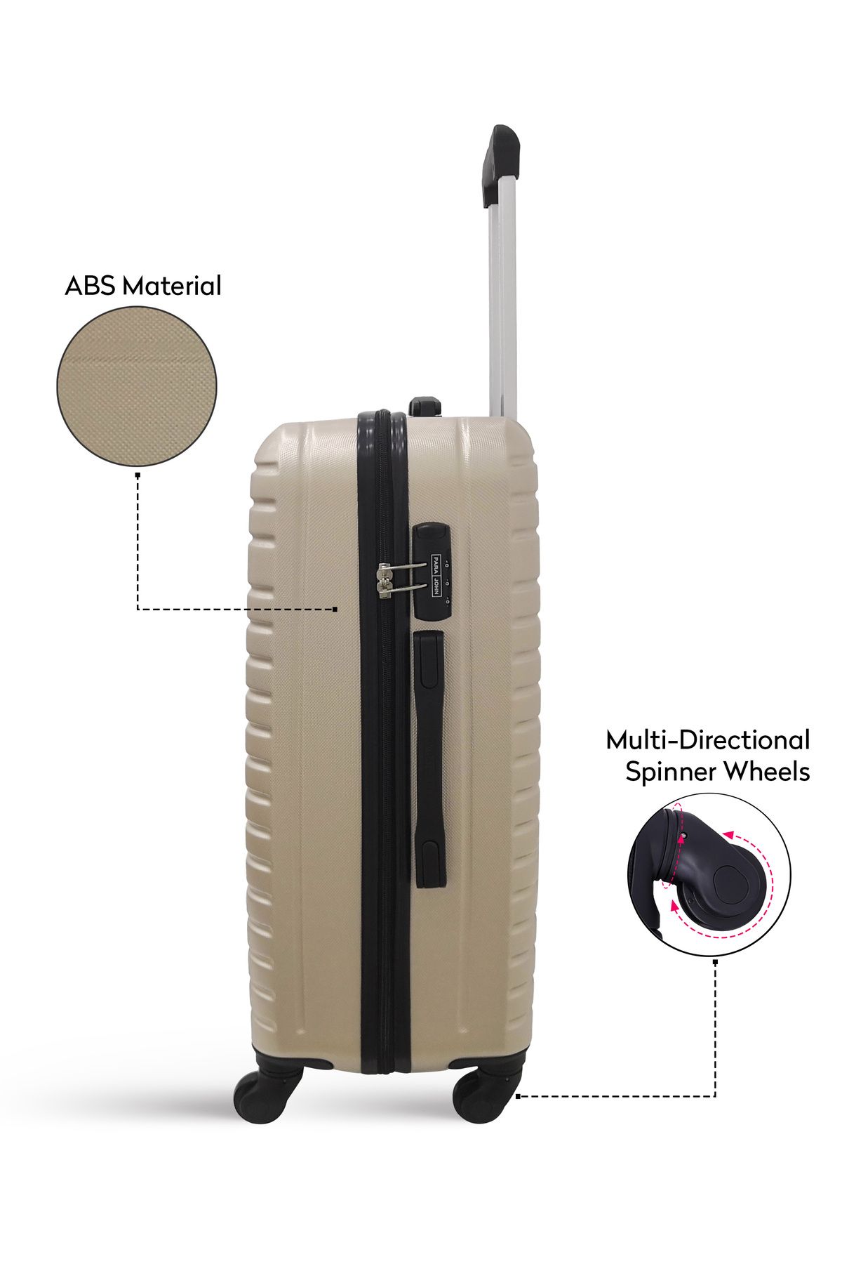 PARAJOHN-Spiral Set of 3 ABS Hard Case Luggage Trolley Bag with 4 Spinner Wheels & Lock 3