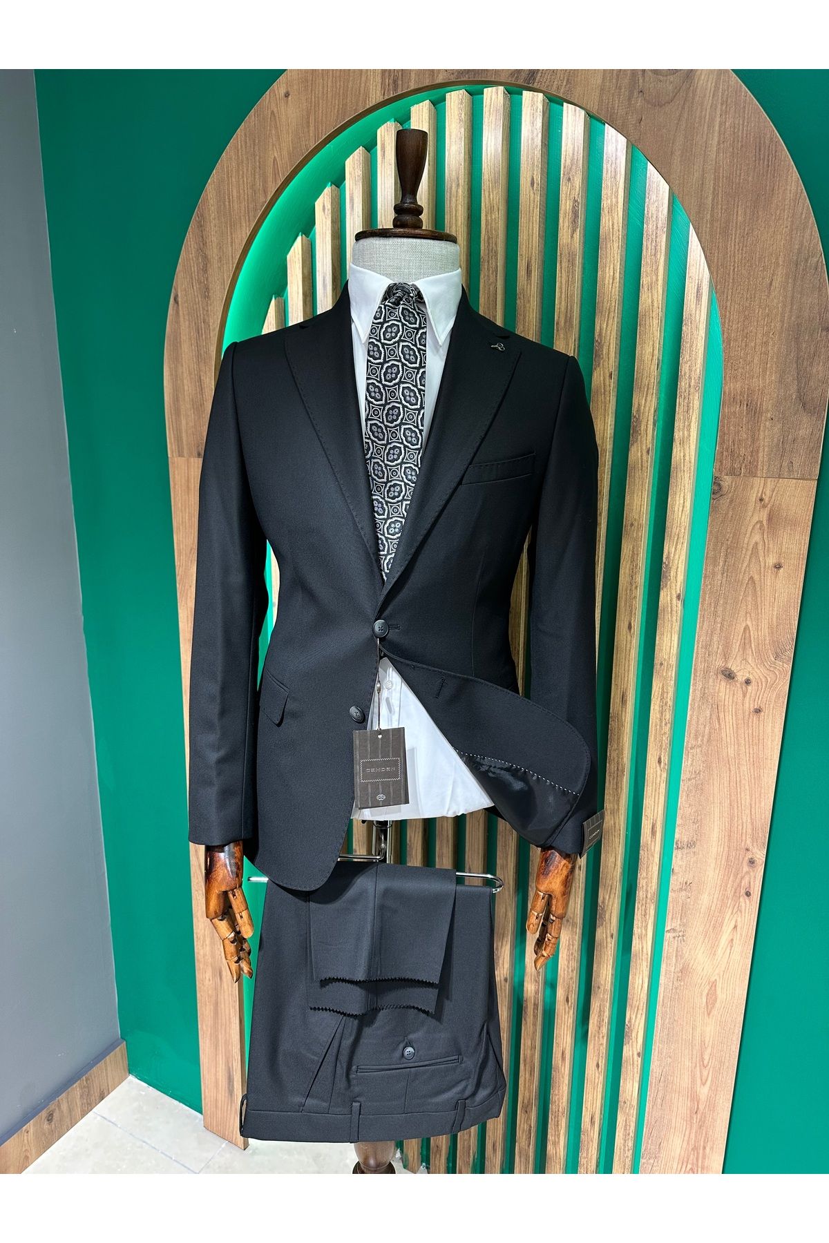 Suit Sartoria Erkek Siyah Regular Fit Mono Yaka Takım Elbise