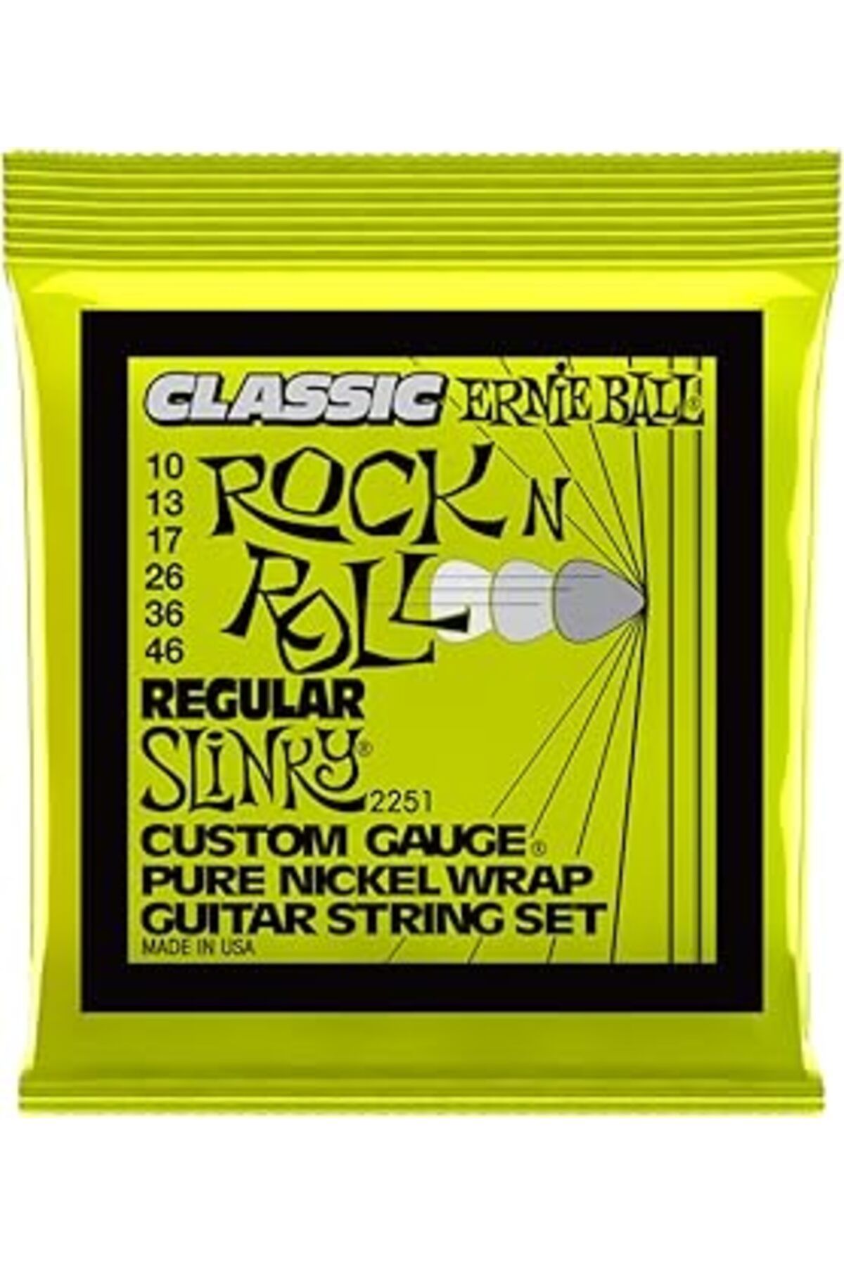 Pazarcan Ernie Ball Regular Slinky Klasik Rock 'N' Roll Elektro Gitar Enstrüman Telleri, Saf Nikel Sargı, Öl