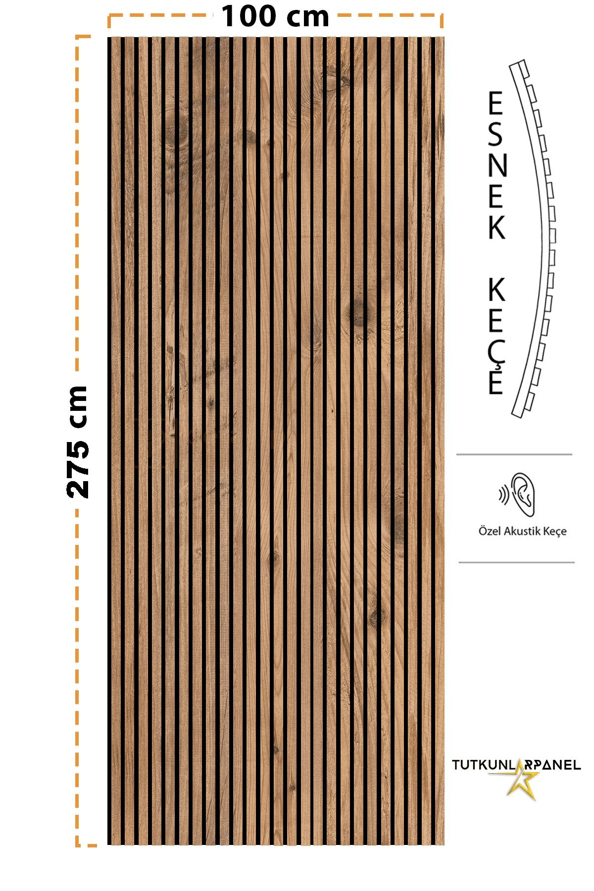 100 x 275 cm Mdf Ahşap Akustik Duvar Paneli Akustik Panel Lambri Panel Atlantik Çam