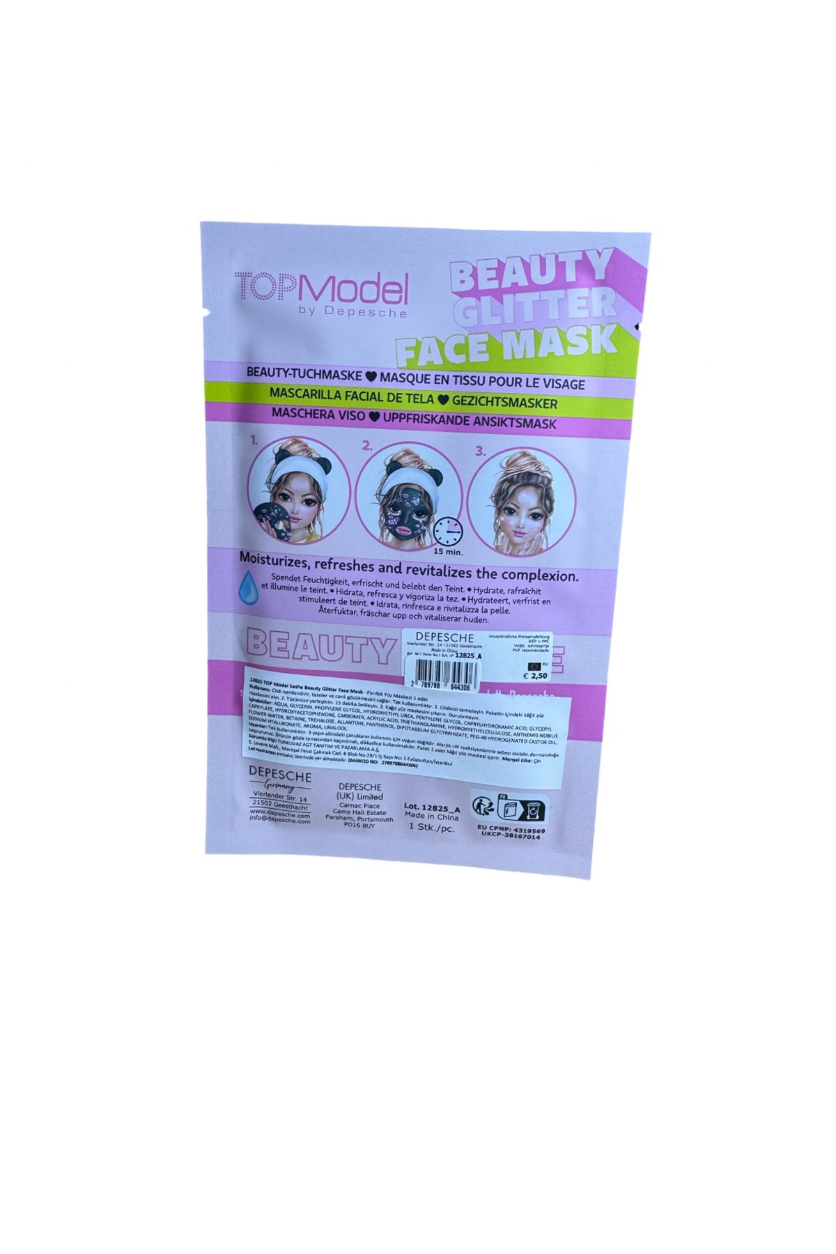 Top Model-Glitter Face Mask - with Kiss Pattern 2