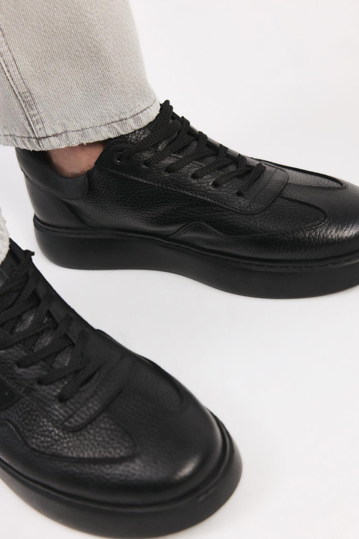 Yaya by Hotiç-Schwarze Herren-Freizeitschuhe aus echtem Leder 3