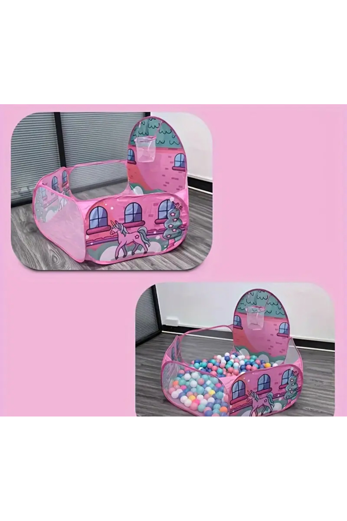 Vivaverse Unicorn Desenli Pembe Top Havuzu Çadırı - Toplar Dahil Değildir fotoğrafı 3 (önizleme)