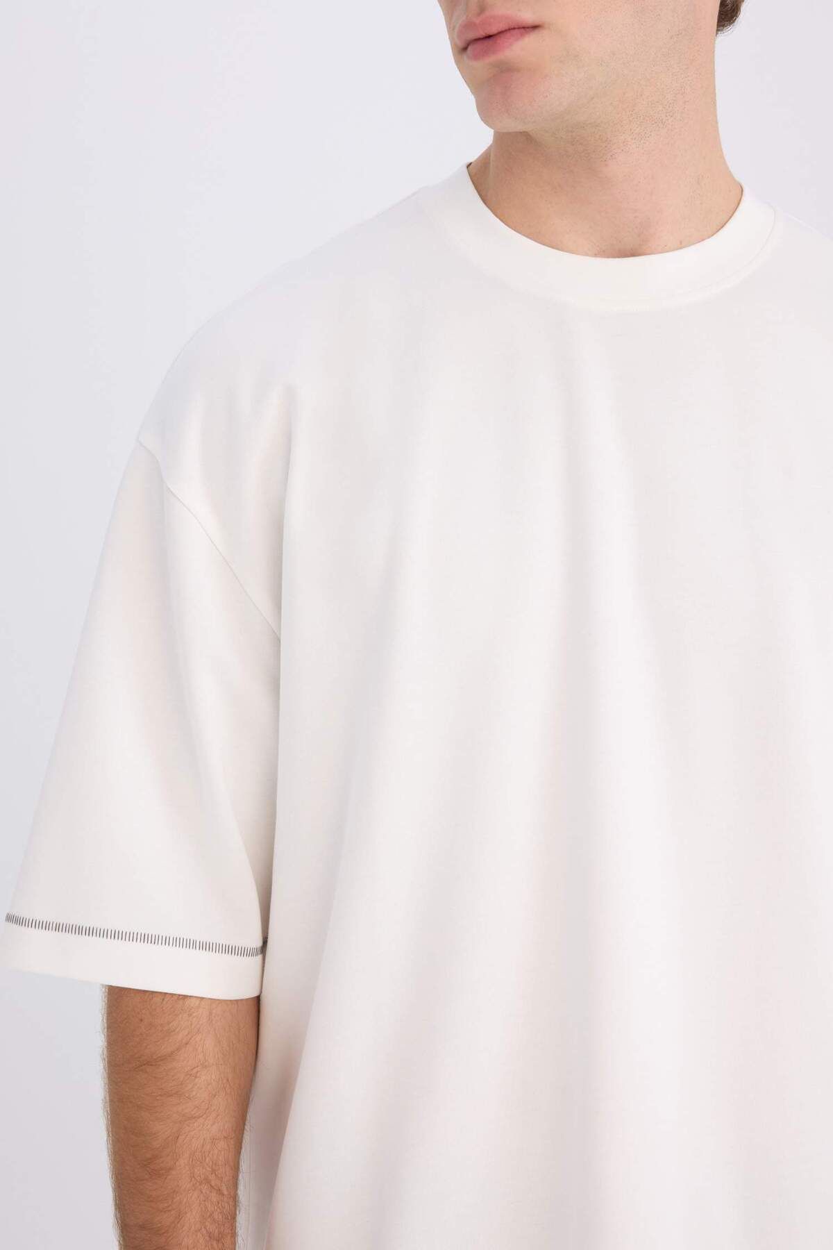 DeFacto-Ανδρικό μπλουζάκι Loose Fit Ecru C0147ax/er137 5
