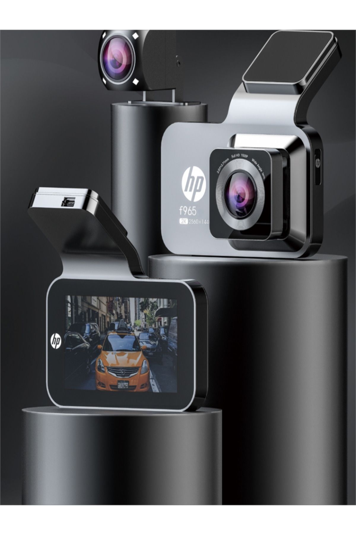 HP-(عدسة مزدوجة) كاميرا سيارة 64G كاميرا لوحة القيادة 2K HD رؤية ليلية واي فاي DVR حلقة فيديو فيديو وقوف السيارات 7