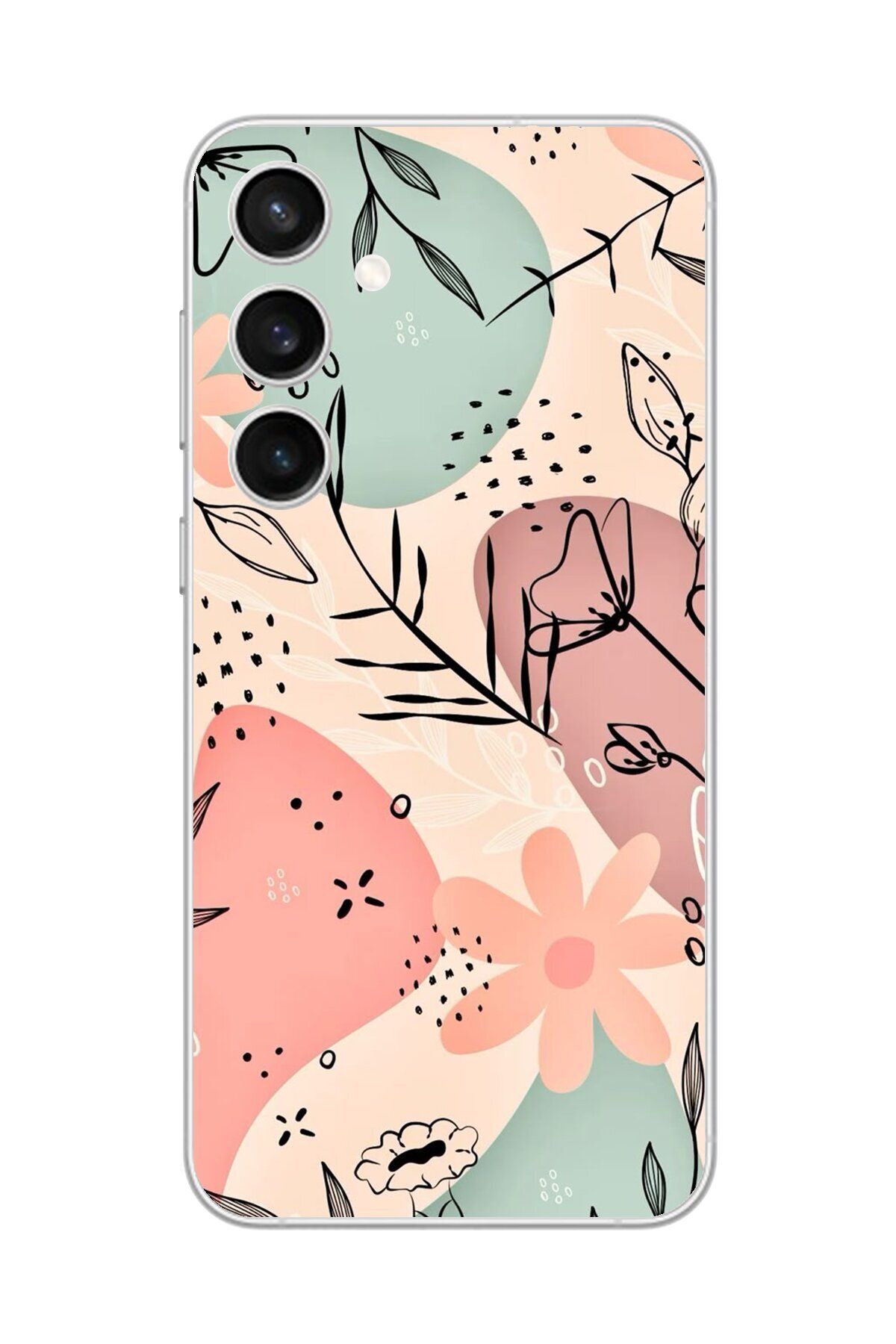 Dali Design Samsung Galaxy S23 Uyumlu Şeffaf Kılıf Çiçek Tasarımlı