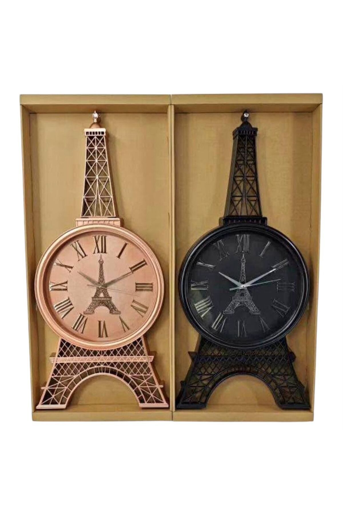 Generic-Plastic wall clock with glass in the shape of the Eiffel Tower, available in two colors: black and copper 2