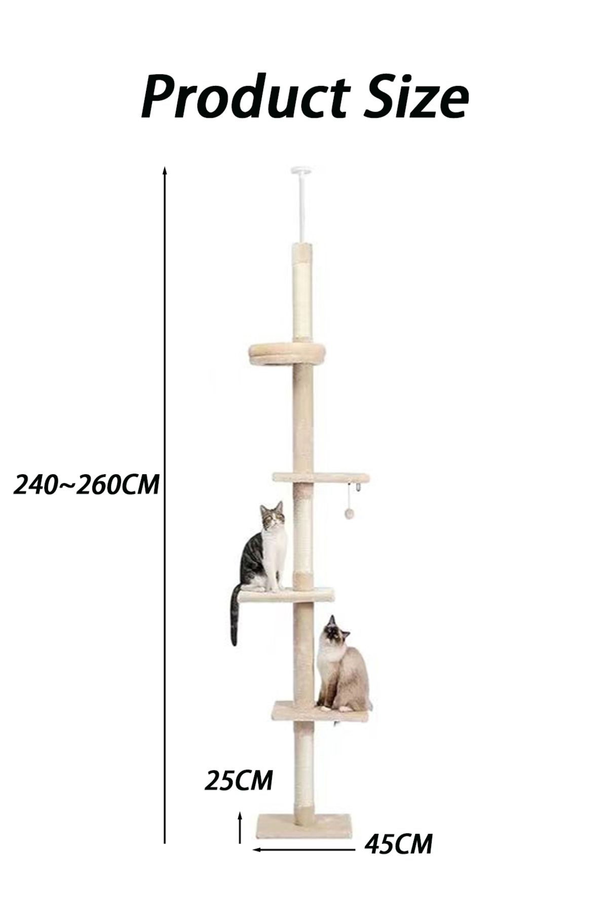 KidLe-Cat Climbing Frame Cat Tree Floor to Ceiling Kitty Scratching Post 4