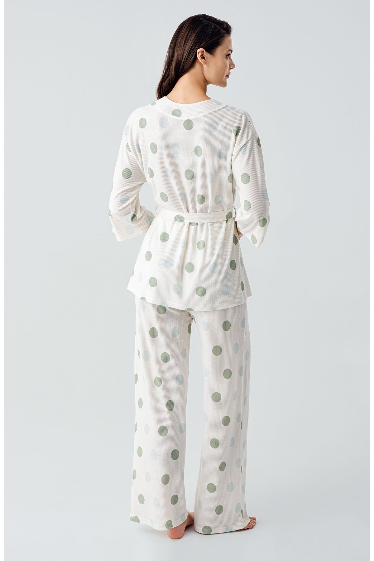 Artış-Set de pijamale vâscoase elastice kimono cu mâneci trei sferturi 3
