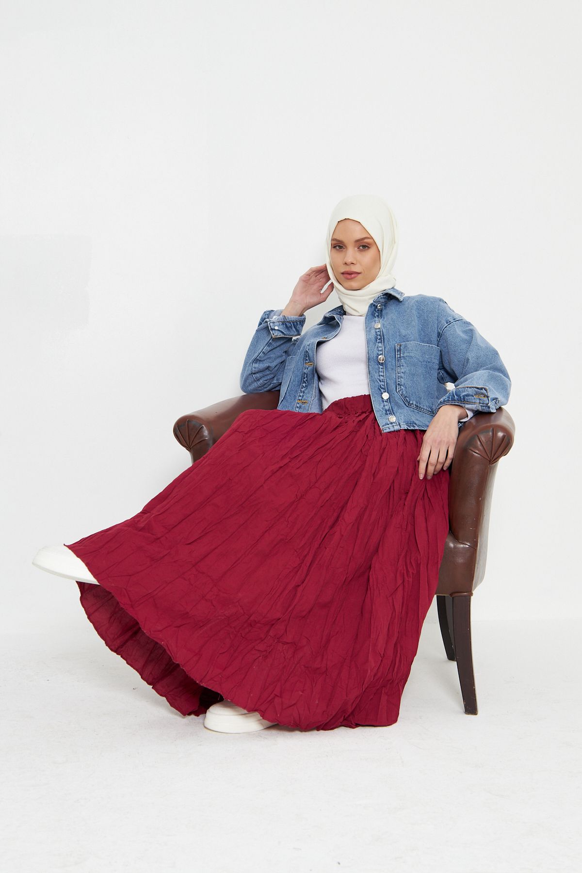 RTBUTİK-Crinkle Crinkle Hijab Skirt, Hijab Skirt, Women's Gift Skirt 6