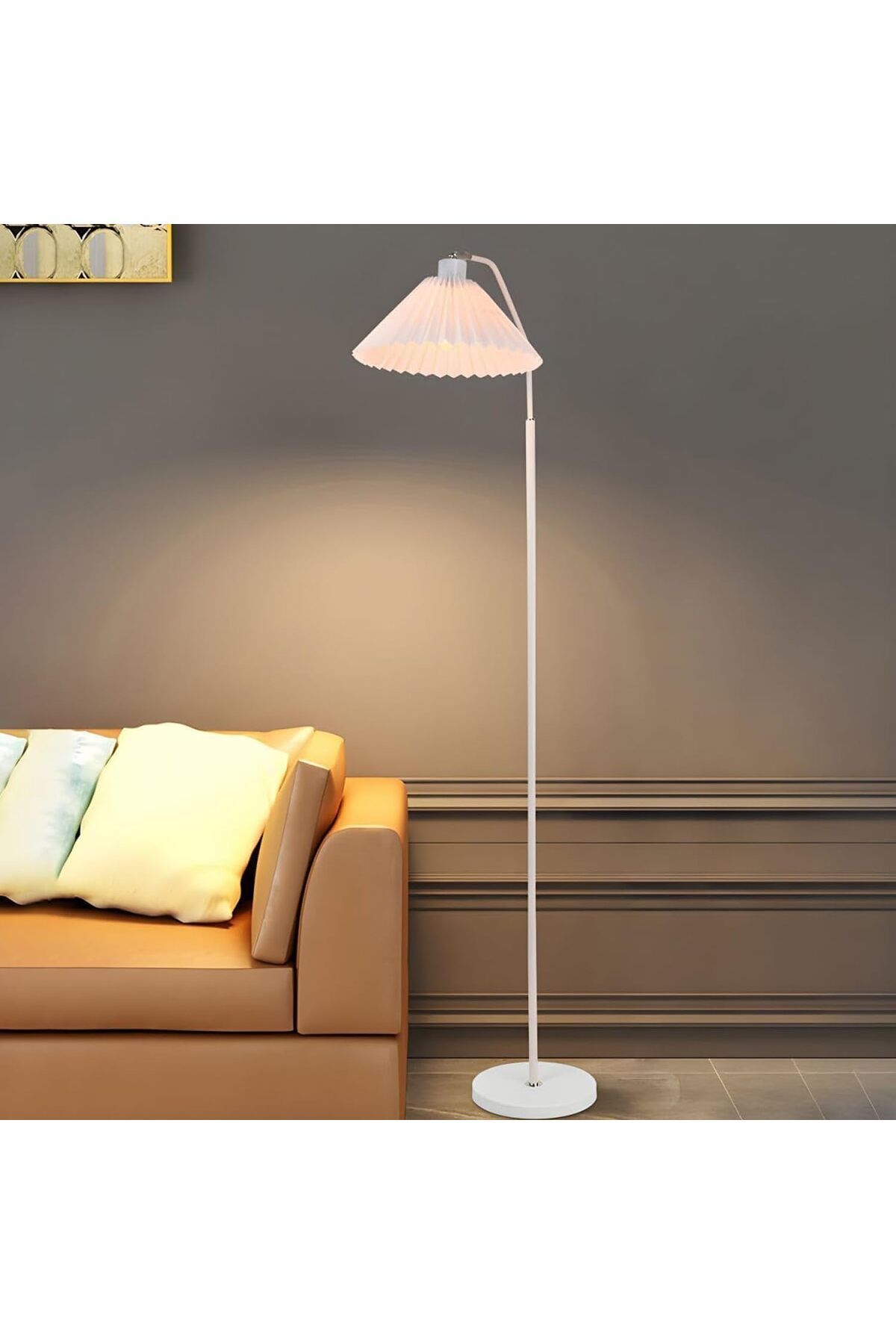 COOYA-مصباح أرضي قائم بذاته بتقنية LED، مصابيح غرفة المعيشة مع غطاء مصباح مطوي، لغرفة النوم، غرفة المعيشة، المكتب 1