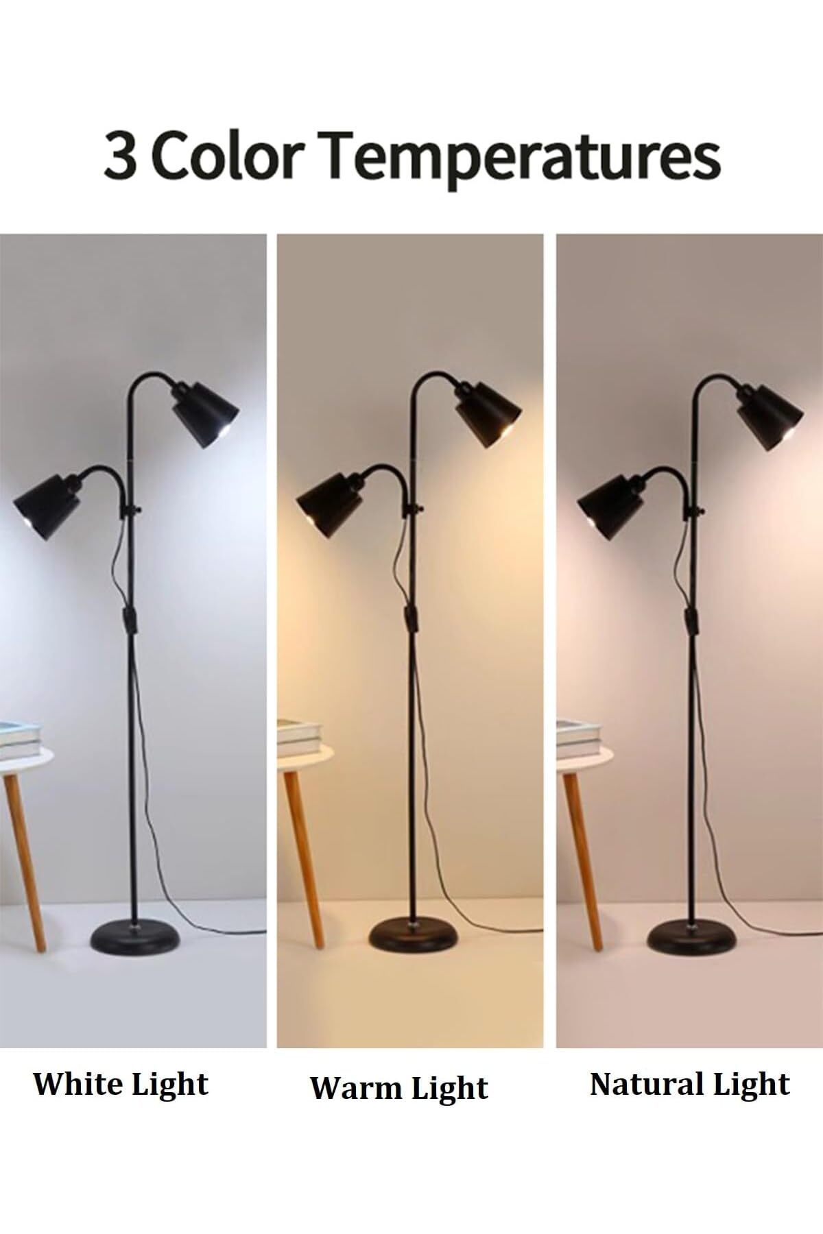 COOYA-Floor Lamp, Adjustable Gooseneck Standing Light for Living Room, Bedroom, Office (Black) 3