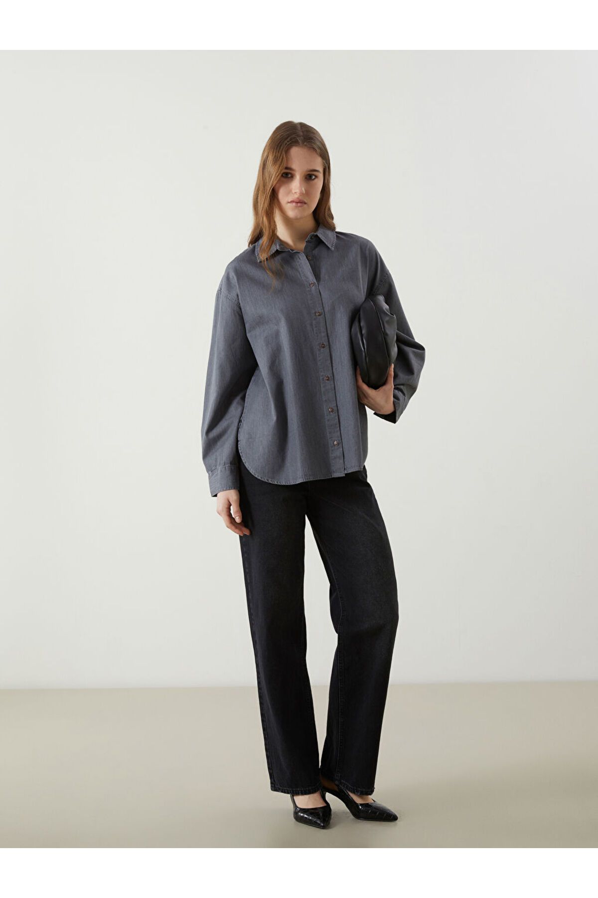 LC Waikiki Yeni Sezon Oversize Kadin Jean Gomlek - S5LN69Z8