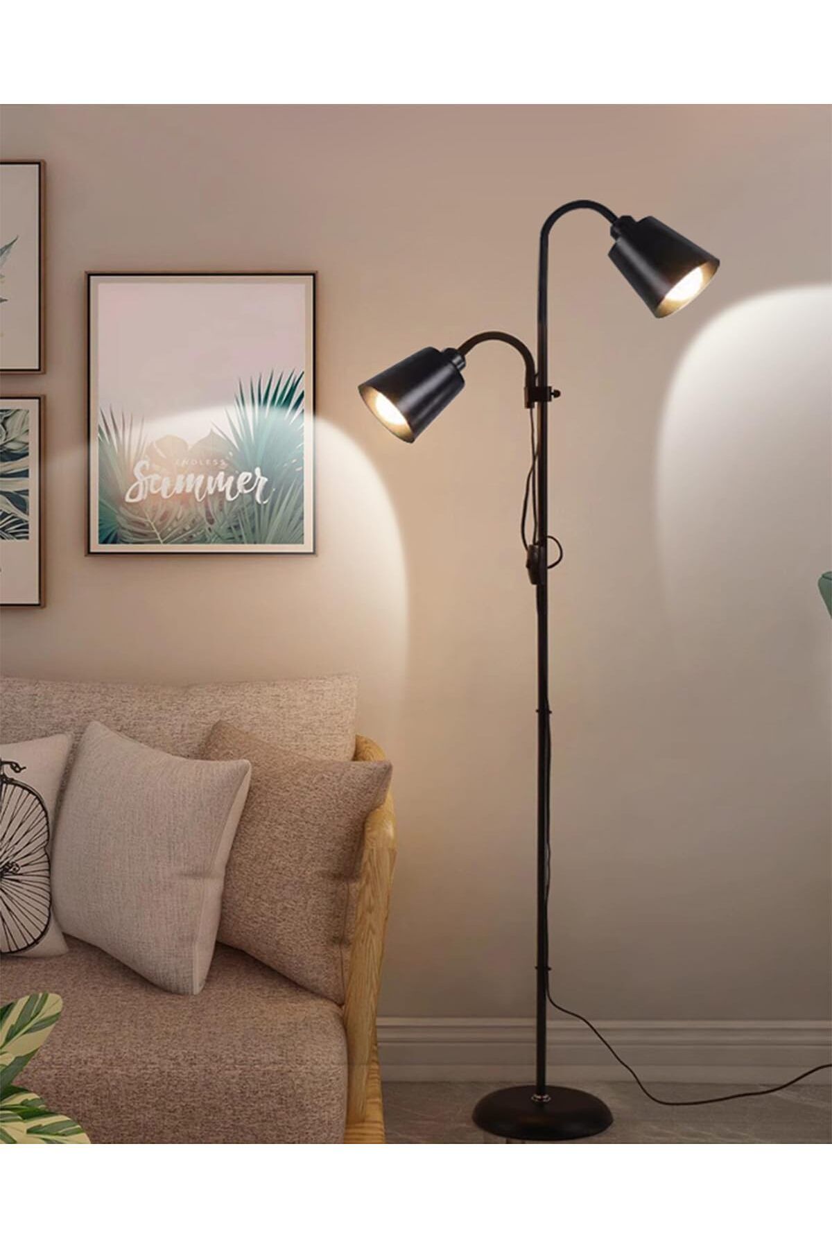 COOYA-Floor Lamp, Adjustable Gooseneck Standing Light for Living Room, Bedroom, Office (Black) 2