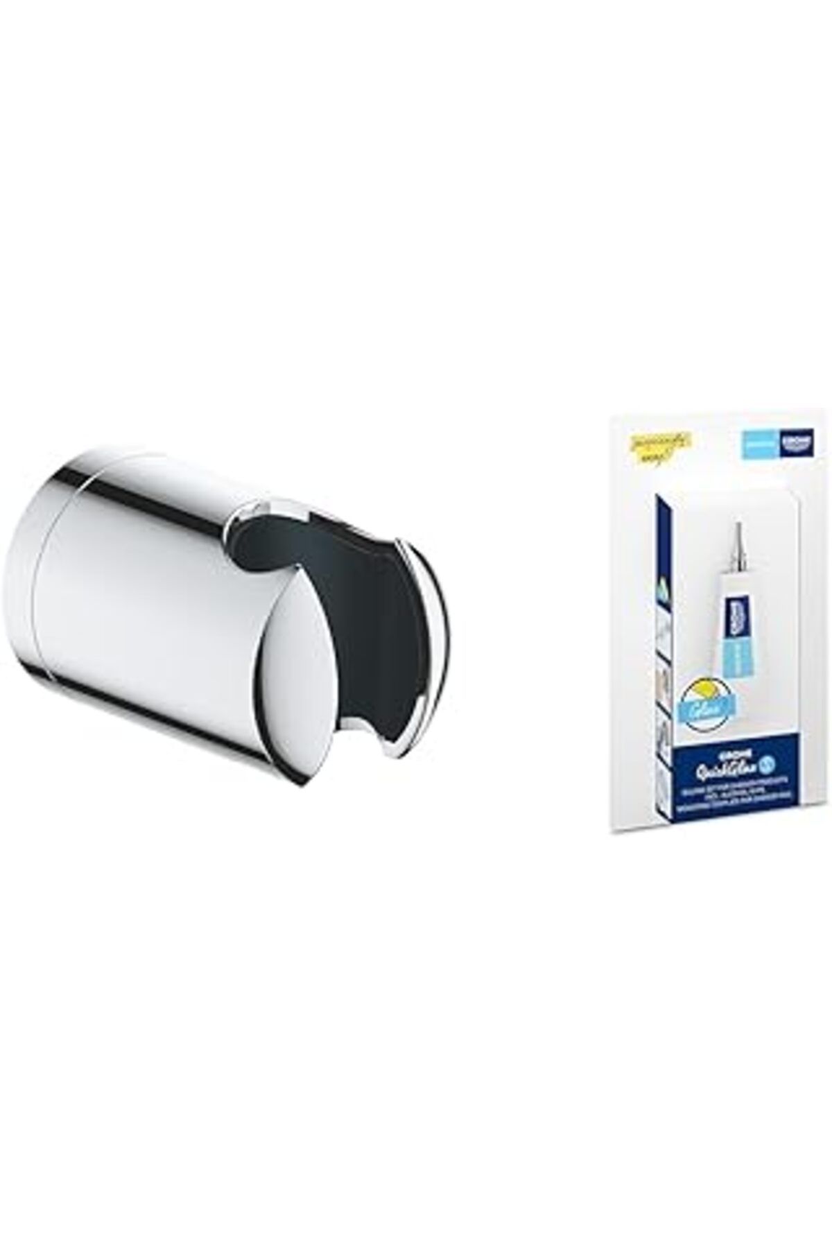 NZM TİCARET Vitalio Universal Duş Başlığı Tutucu + Quickglue Banyo Ürünleri Yapıştırıcı Seti