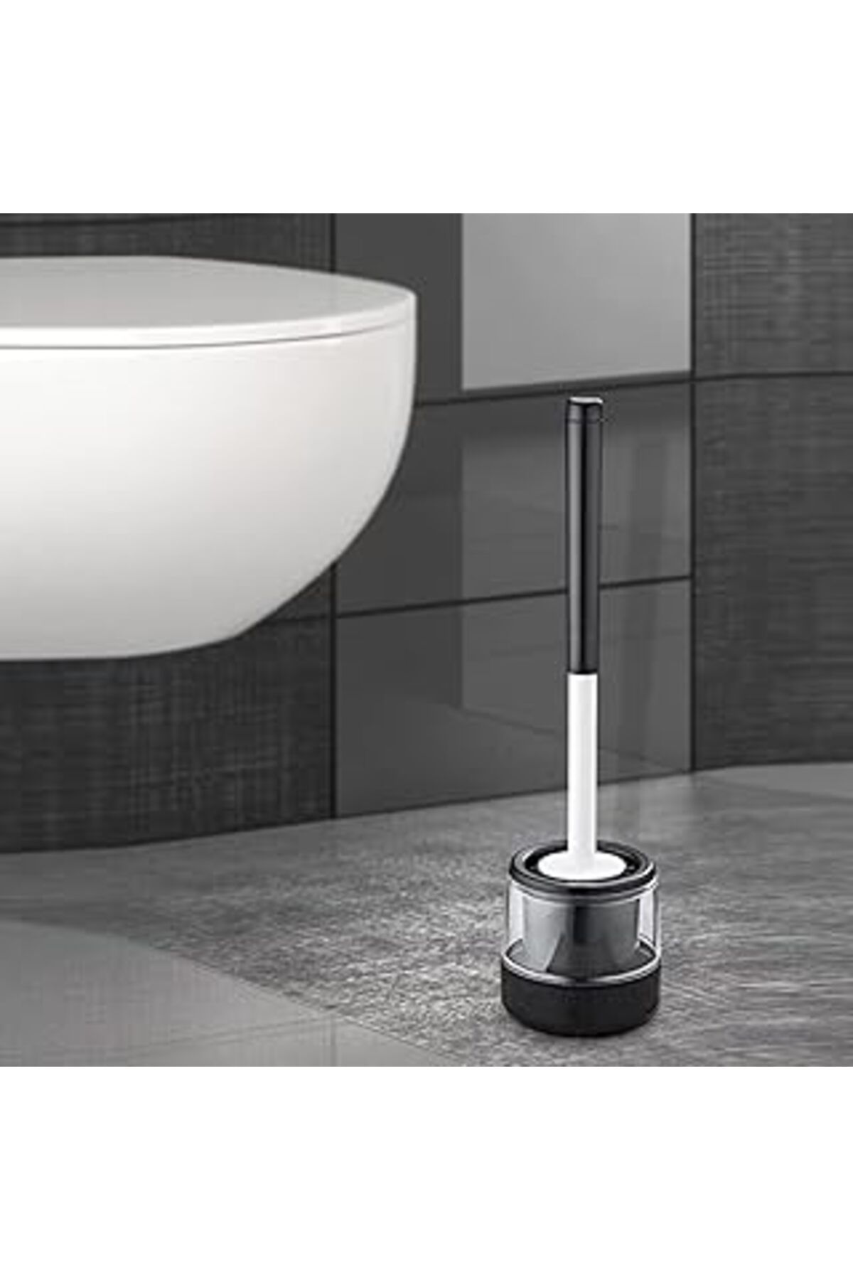 Mu Art Deconox Akrilik Kapaklı Silikon Yuvarlak Wc Fırçası, Silikon Wc Fırçası, Silikon Tuvalet Fırçası, S