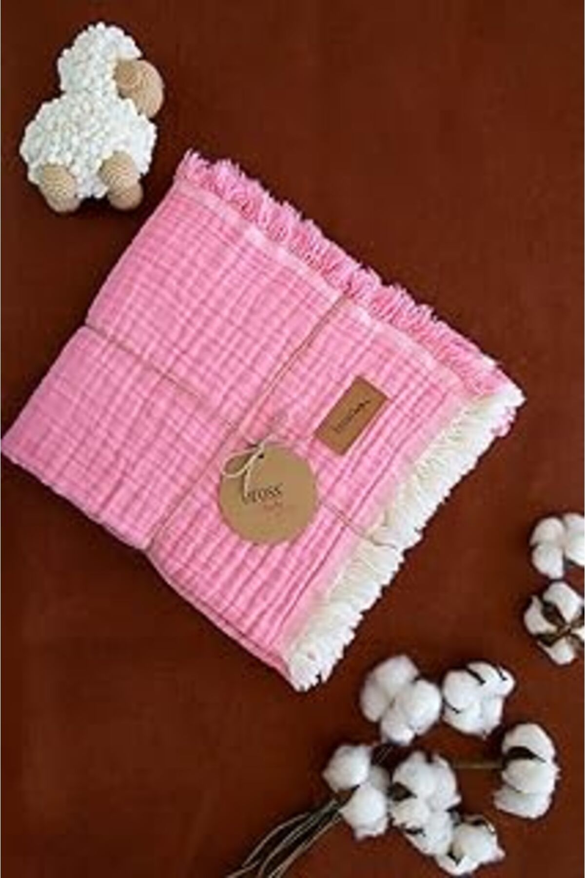 Hepta Collection Bross%100 Organik 4 Katlı Pamuk Müslin Bebek Örtüsü 110X120 (Pembe)