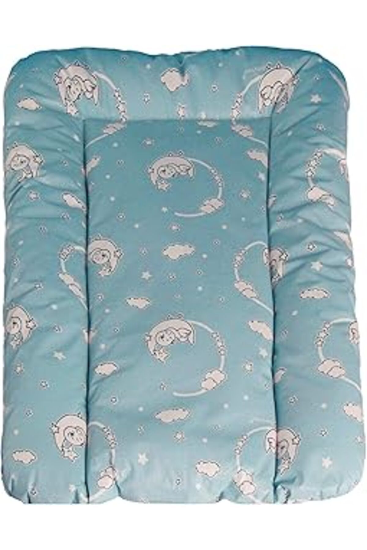 Pazarcan Baby'Ness Elyaf Dolgulu Pvc Bebek Bezleri Minderi, Sıvı Geçirmez, Leke Tutmaz, Aydede Desenli, Mavi
