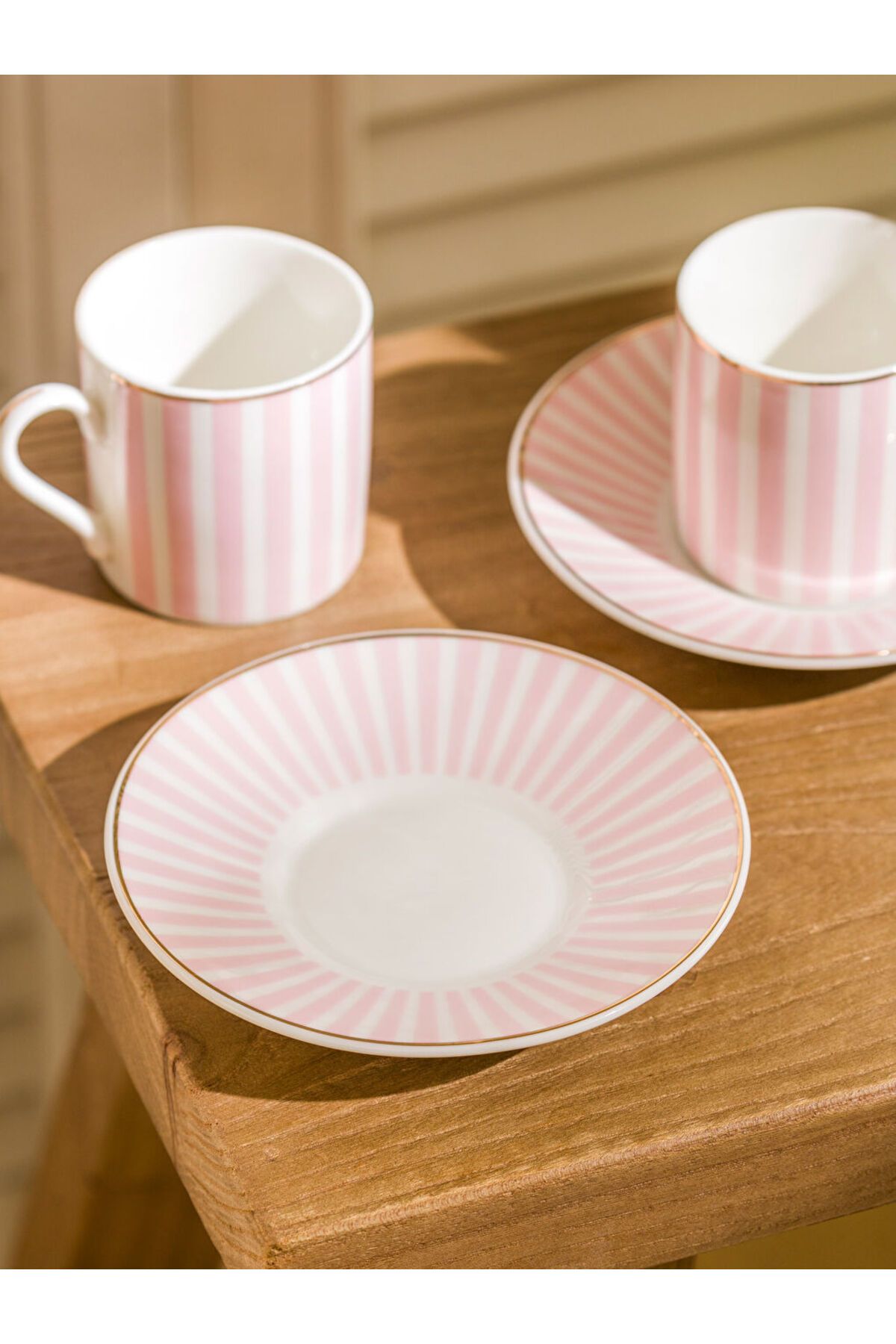 LC Waikiki-Lcw Home Turquoise Line Patterned 2-Person Porcelain Coffee Cup Set 90 ml 2