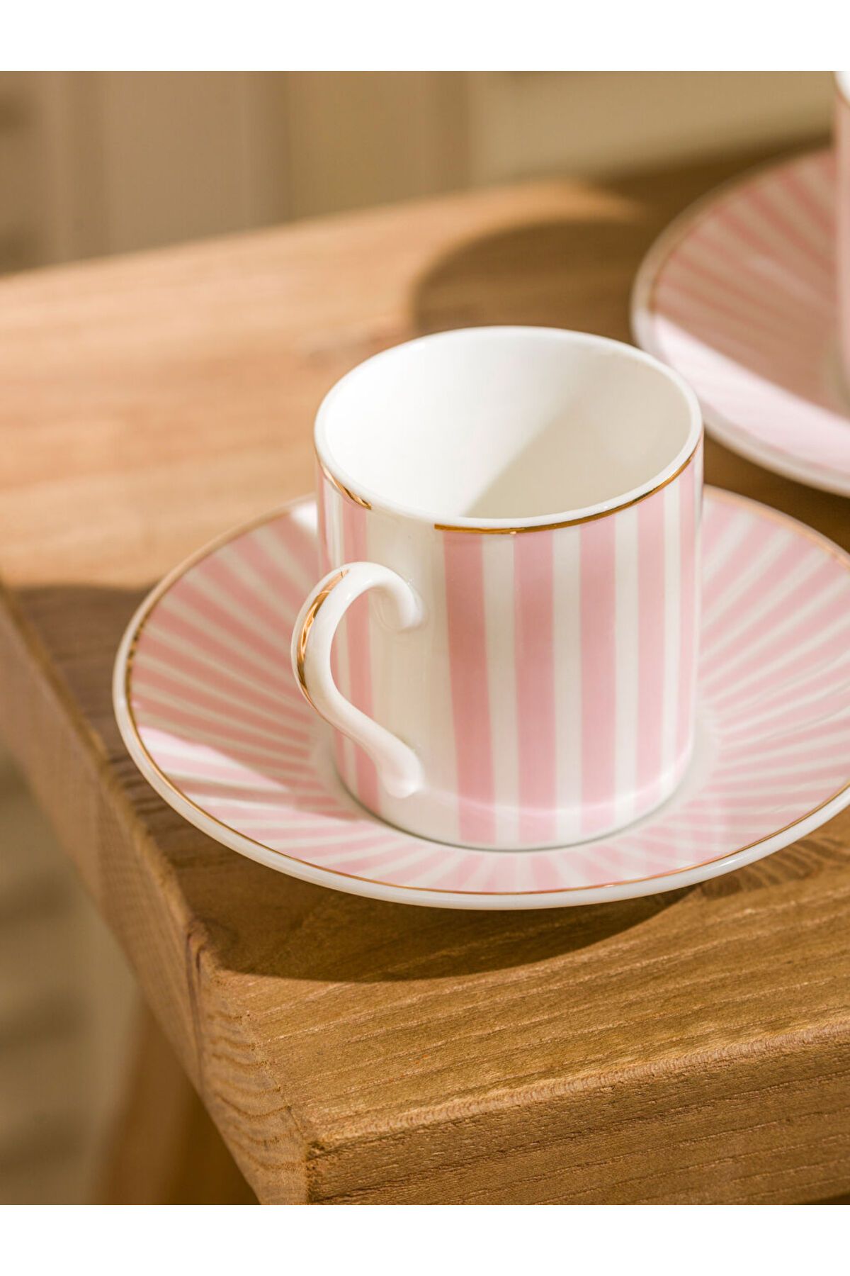 LC Waikiki-Lcw Home Turquoise Line Patterned 2-Person Porcelain Coffee Cup Set 90 ml 3
