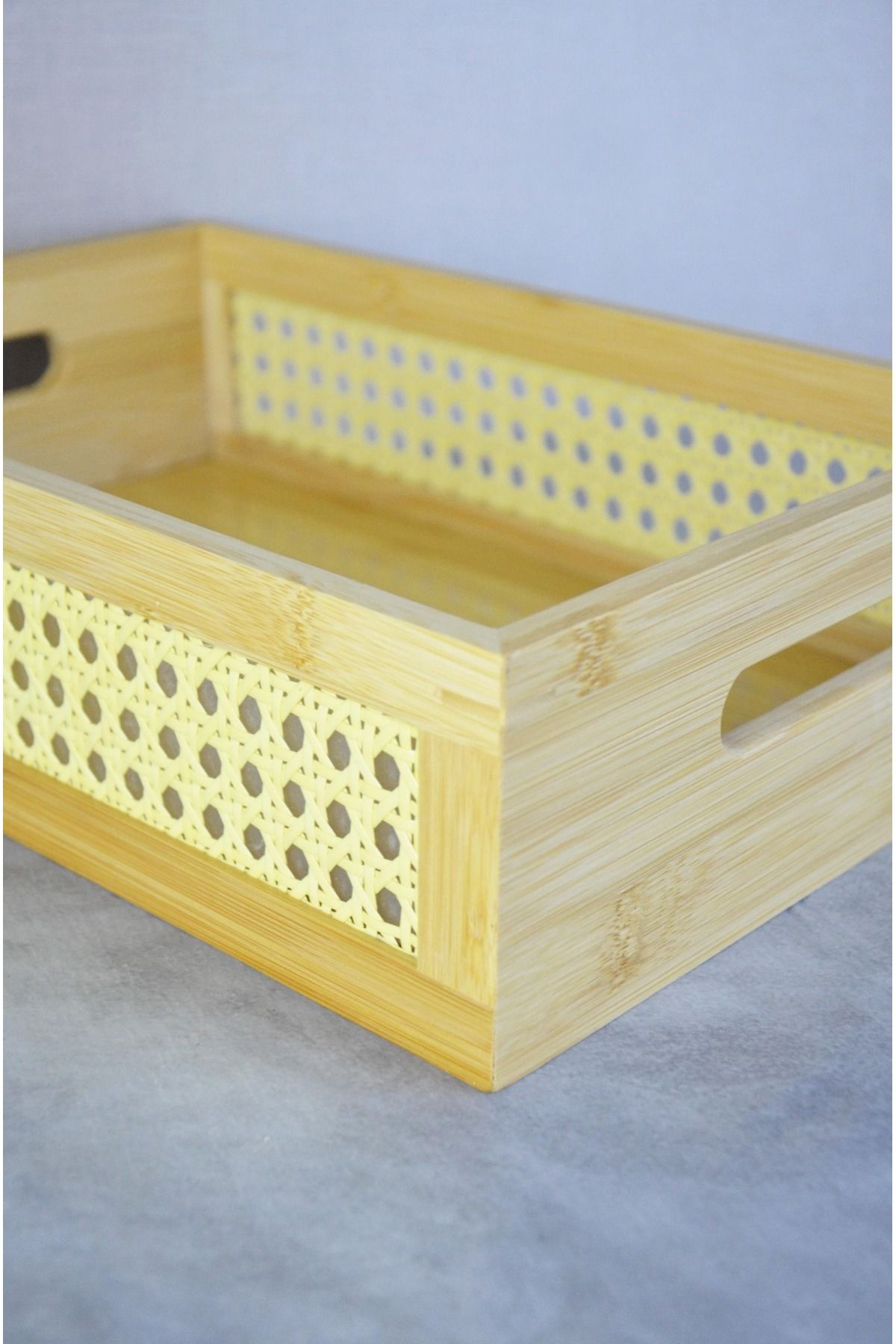 Bayev-Set of 3 Bamboo Hazeran Rectangular Trays - Decorative Presentation Serving Tray 2
