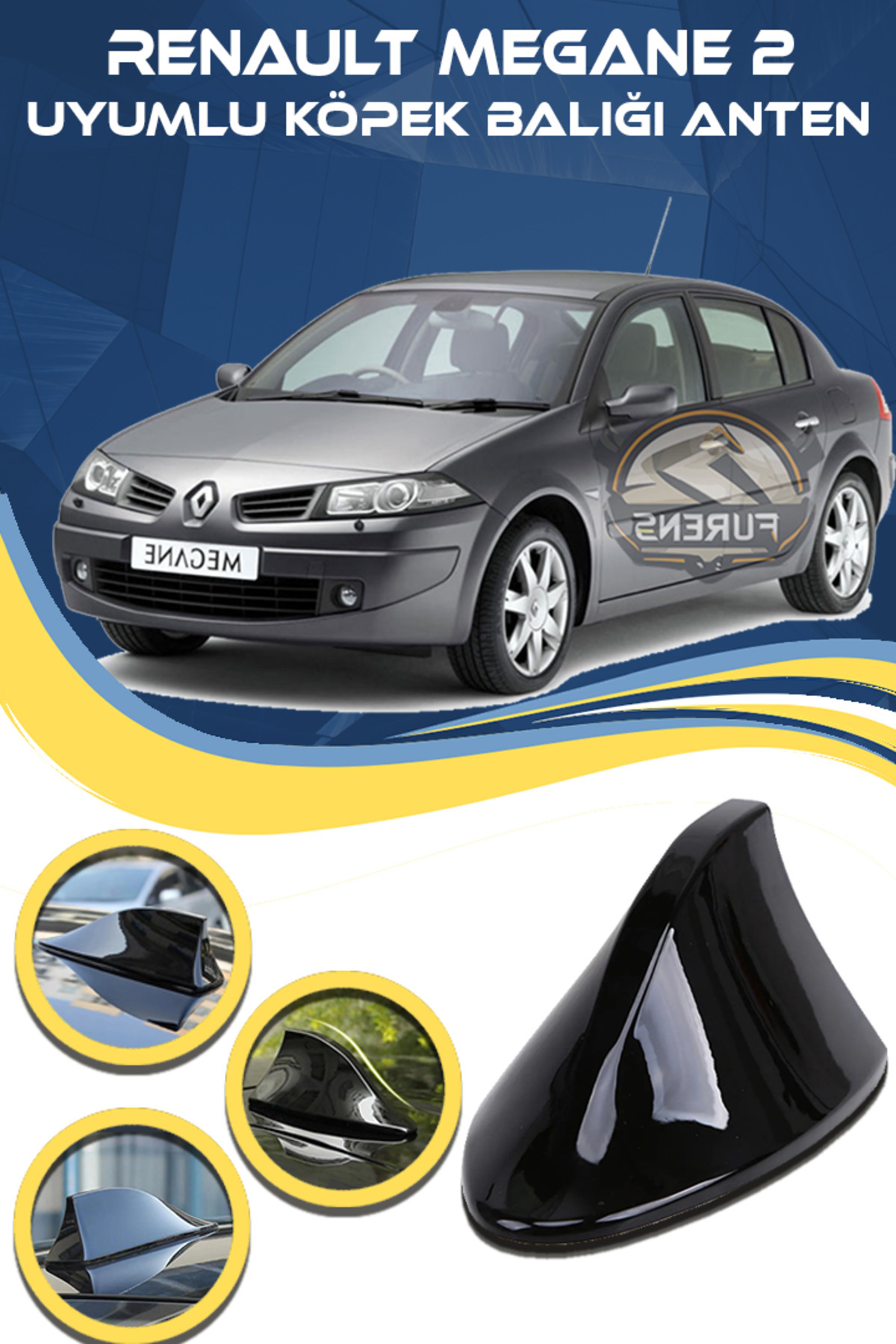 Genel Markalar Renault Megane 2 Uyumlu Oto Balık Sırtı Anten Elektrikli Köpekbalığı Balina Tavan Anteni