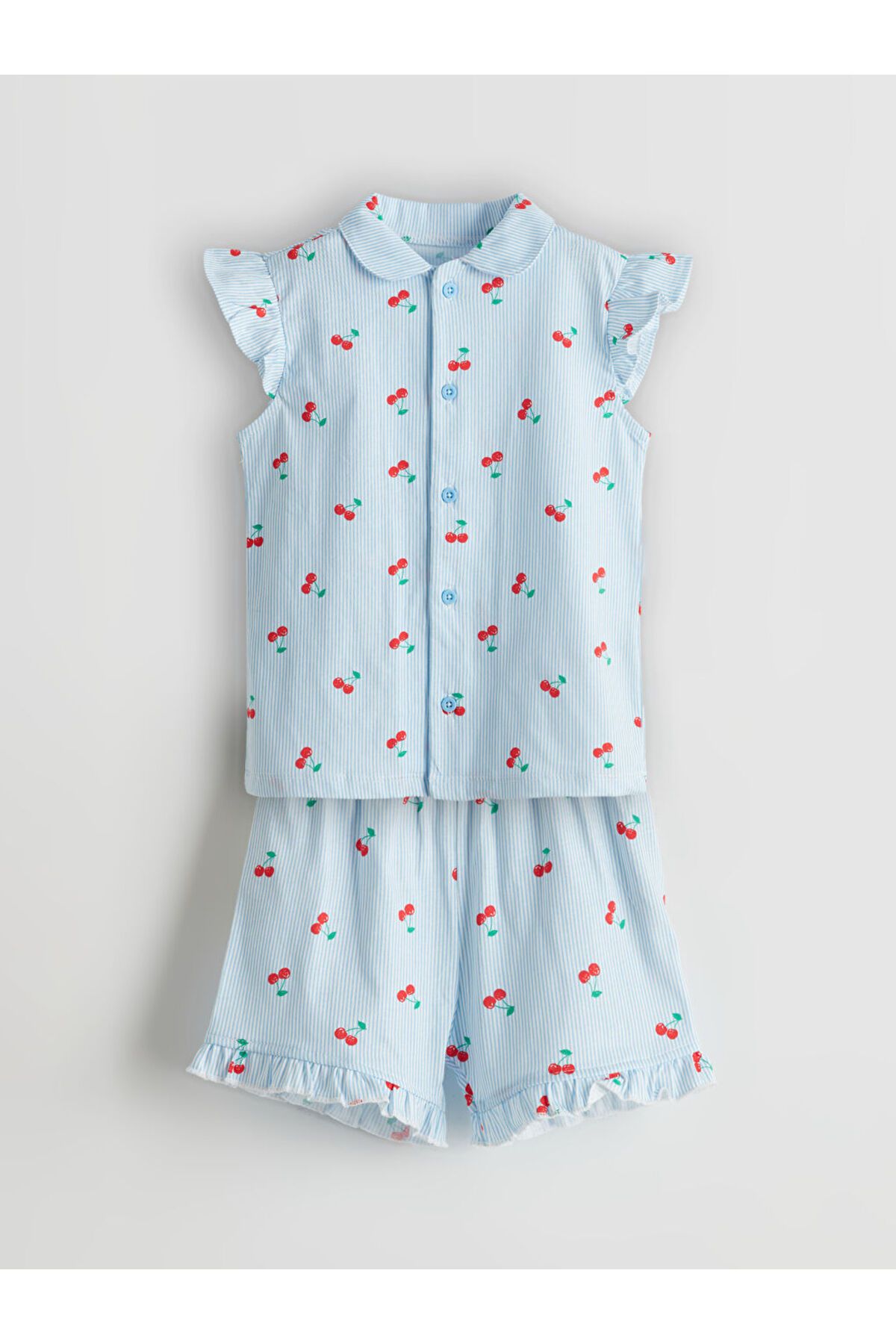 LC Waikiki LCW baby Ekru Kiraz Baskılı Kız Bebek Şortlu Pijama Takım