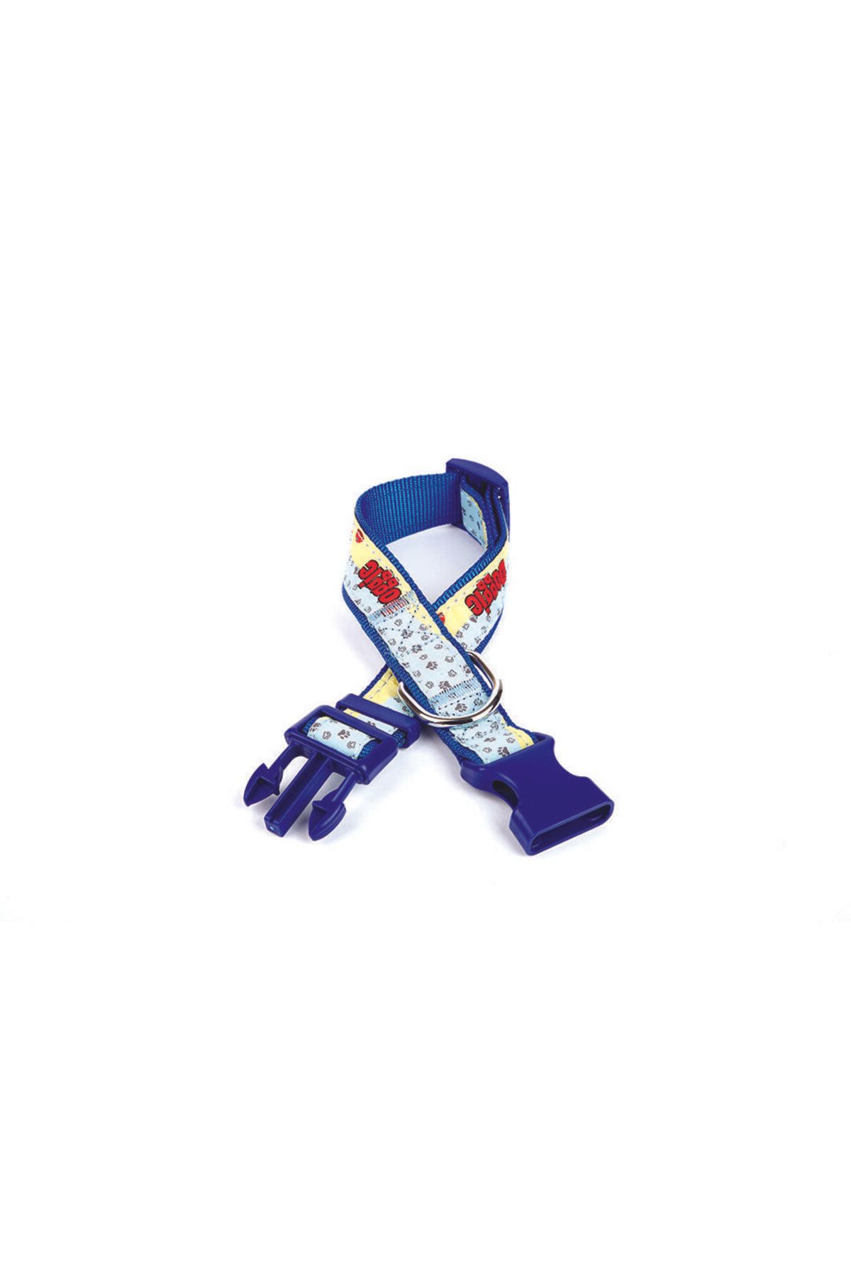 LovelymCo Desenli Süslü Dokuma Köpek Boyun Tasması 1,5 X 25-40 Cm Mavi