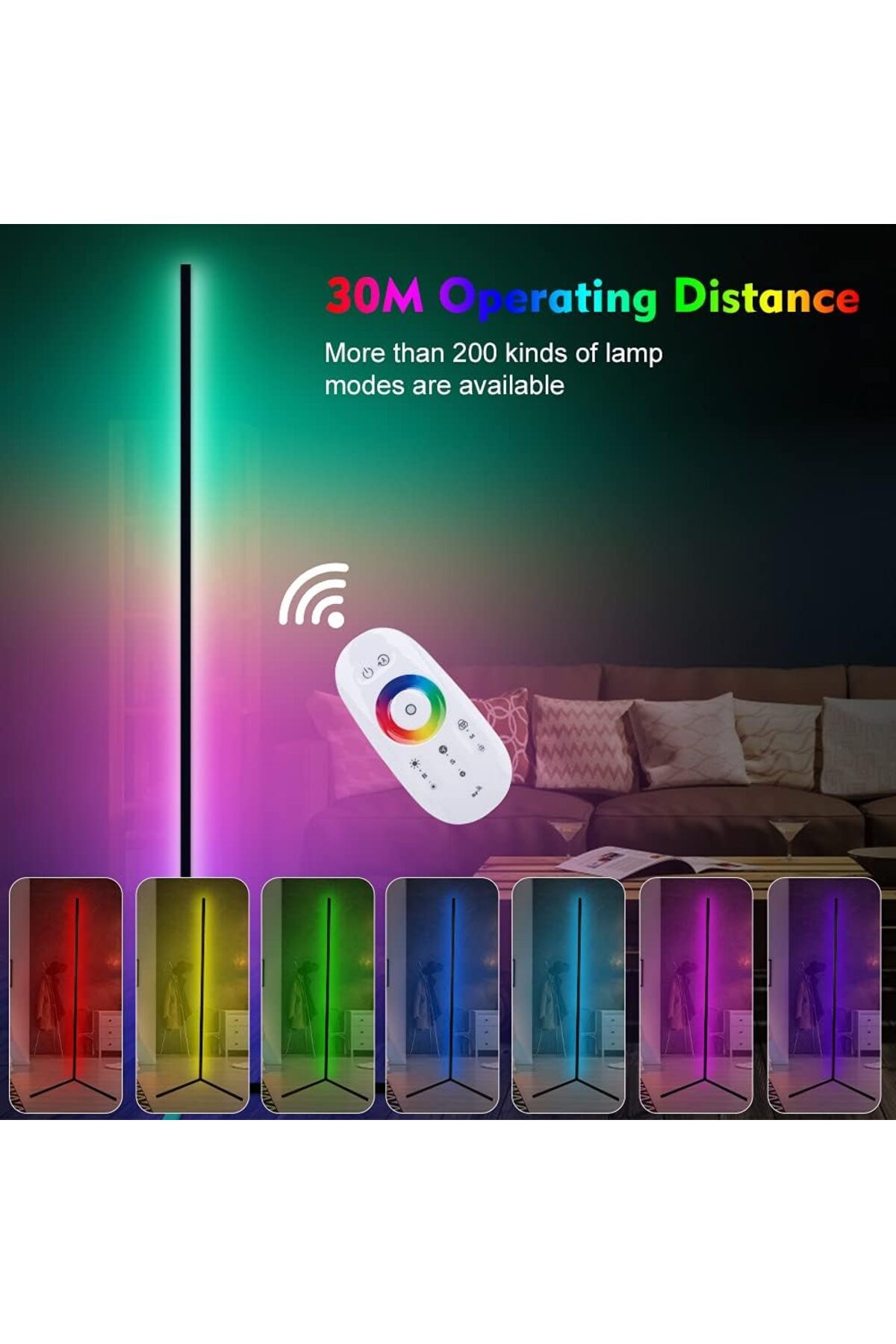 COOYA-RGB Corner Floor Lamp, with Remote Controller, for Living Room, Bed Room, Gaming Room 2