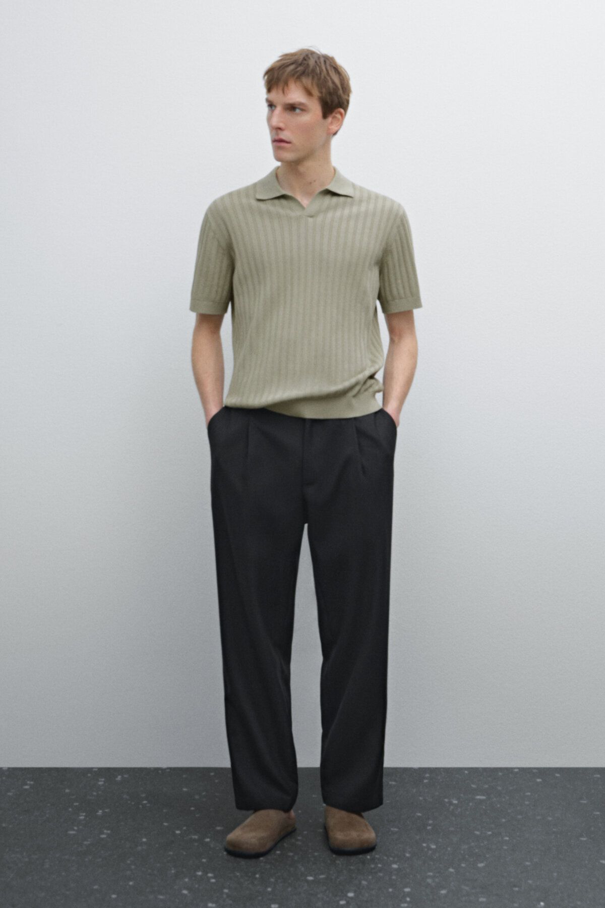 ژاکت پولو یقه دار بافتنی Massimo Dutti
