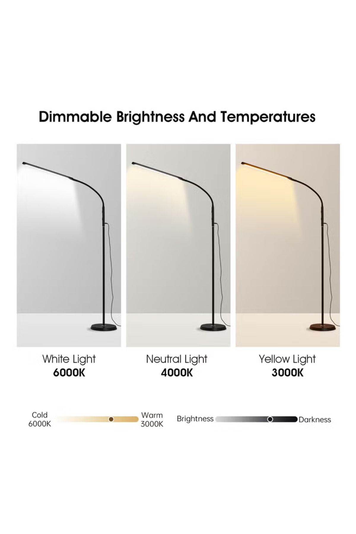 COOYA-360° Rotatable Floor Lamp, Convertible Table Desk Light, Touch Control Adjustable Dual-purpose Light 4