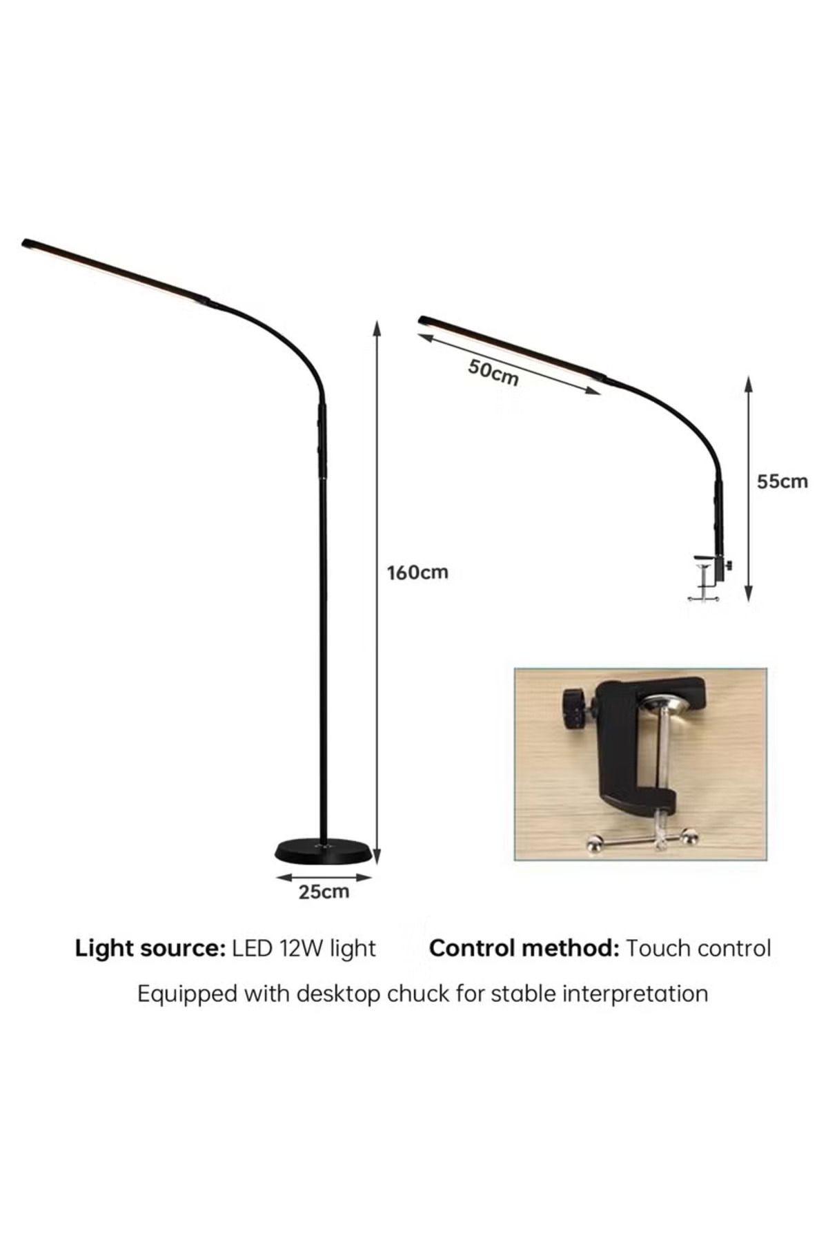 COOYA-360° Rotatable Floor Lamp, Convertible Table Desk Light, Touch Control Adjustable Dual-purpose Light 2