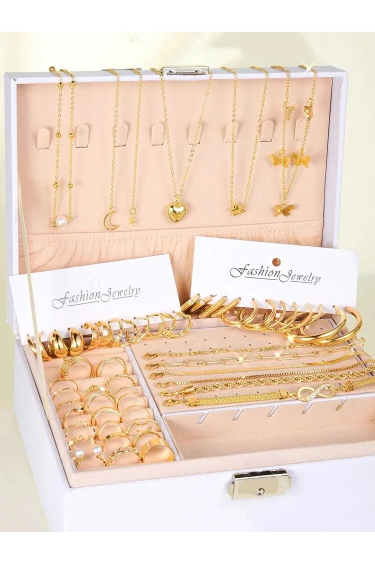 Choice AYAGold Color 86pcs/Set Elegant Pearl Earrings Multi-Layered Necklace ...