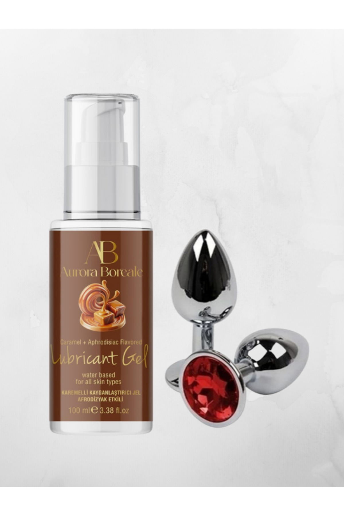 AŞKIN DEPOSU AŞKINDEPOSU Aurora Boreale Karamel Kayganlaştırıcı Jel 100 ml Çelik Plug 2li Set