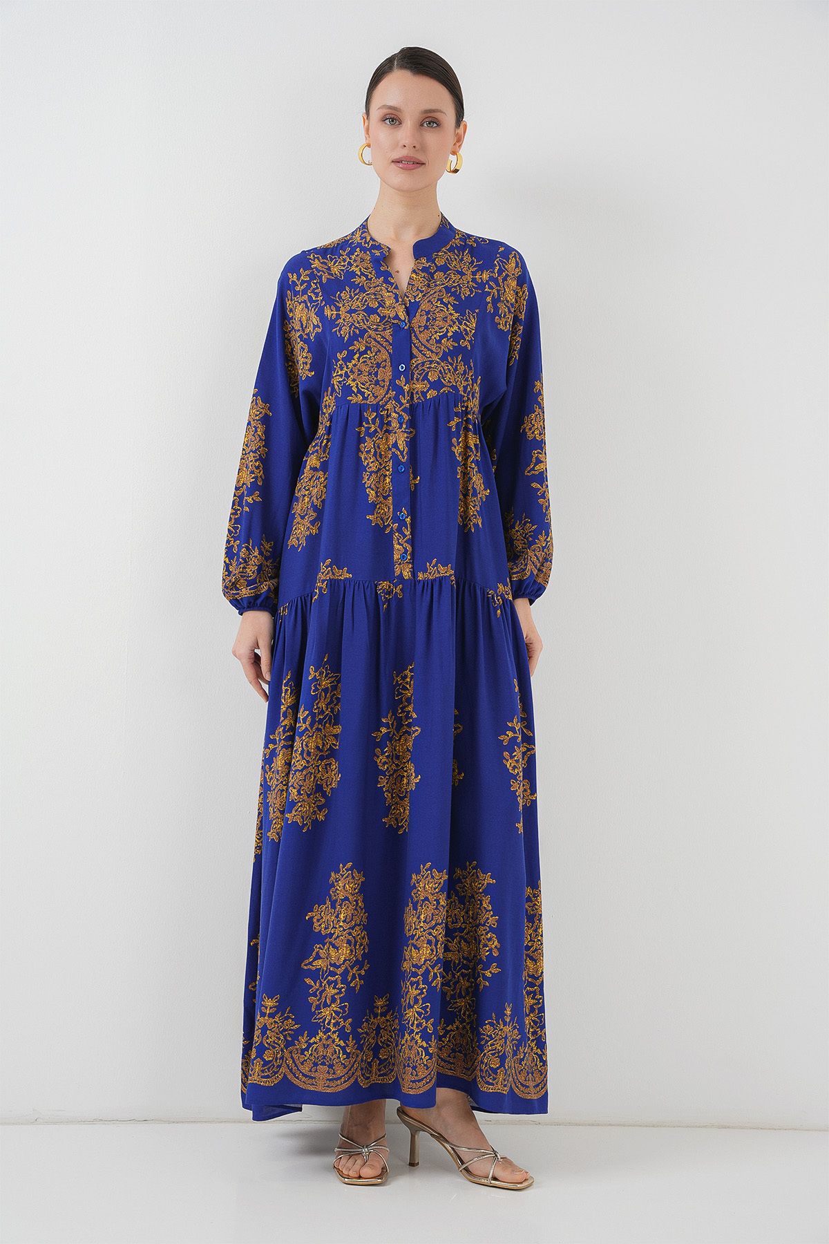 Bigdart-2423 Modell Authentisches gemustertes Lila Kleid 3
