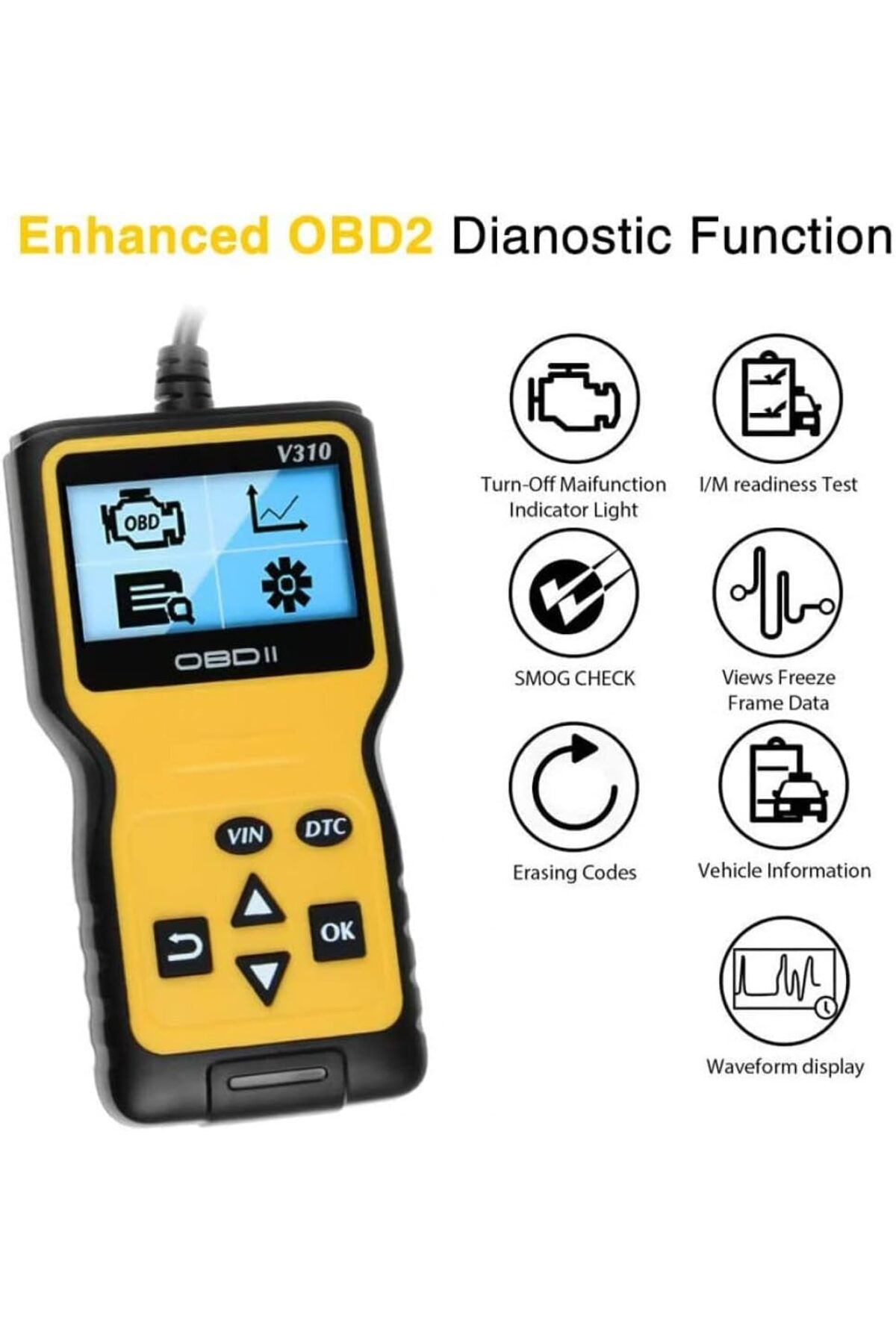 fulina-Car Trouble Code Reader, Easily Check Engine Light Errors,with LCD display,for All Cars 2