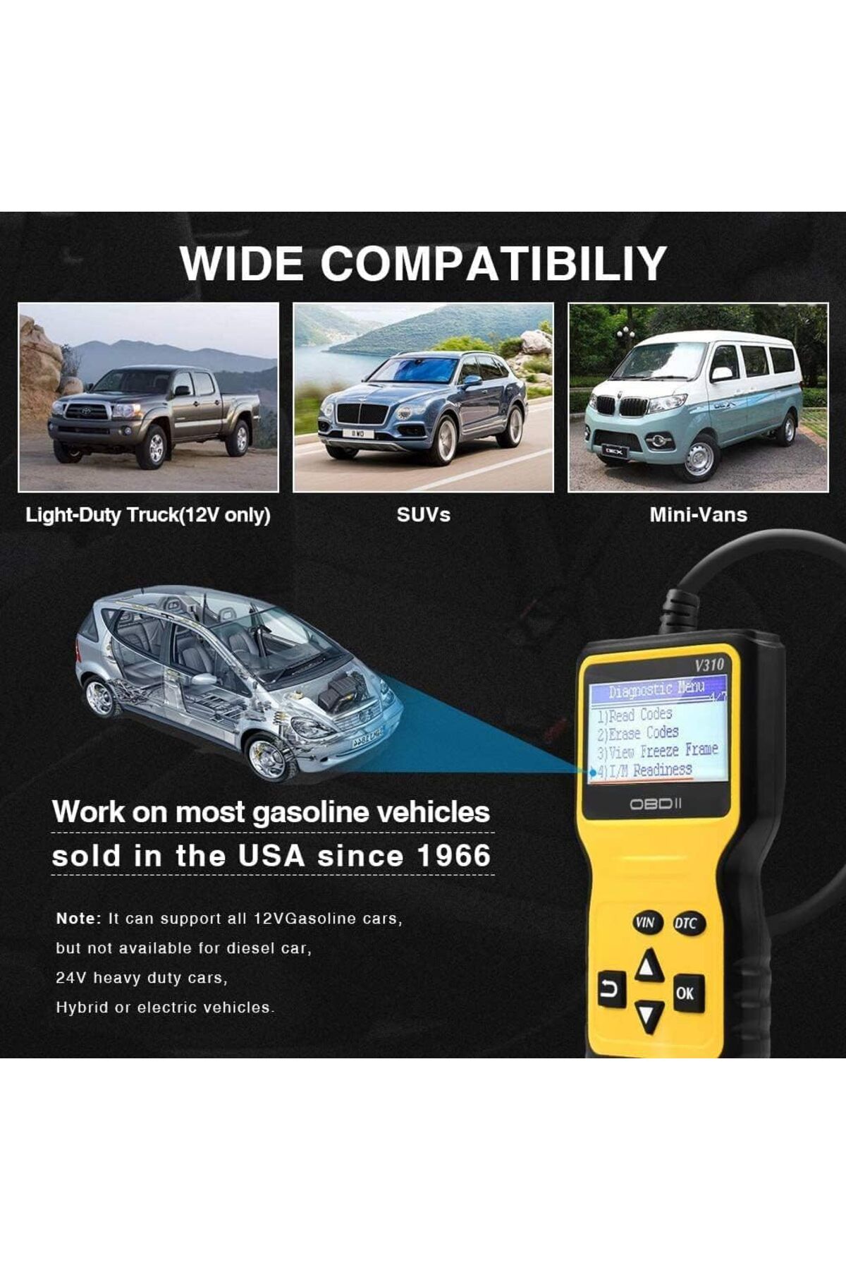fulina-Car Trouble Code Reader, Easily Check Engine Light Errors,with LCD display,for All Cars 5
