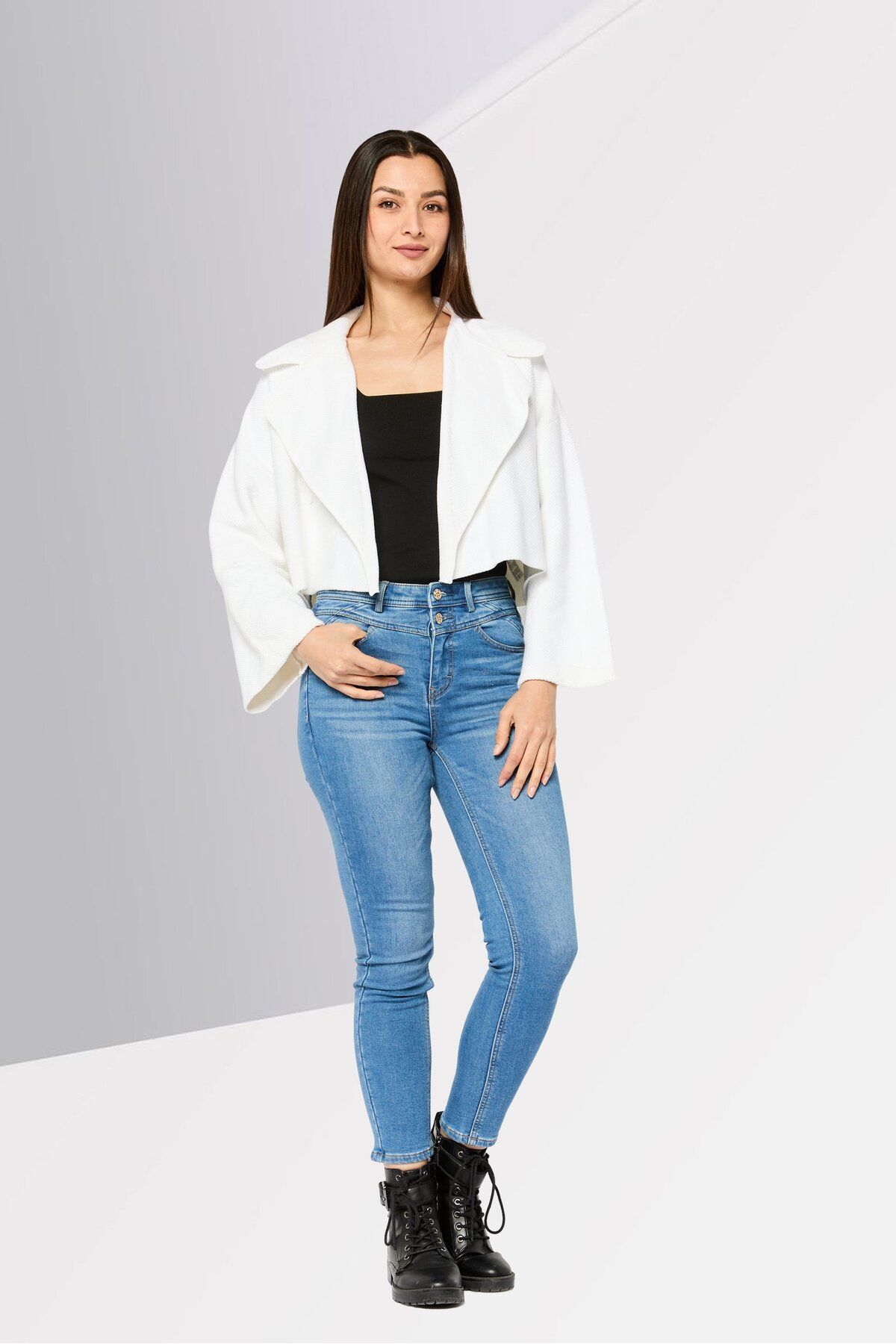 Emporio Armani-Women Textured Cardigan, White 2