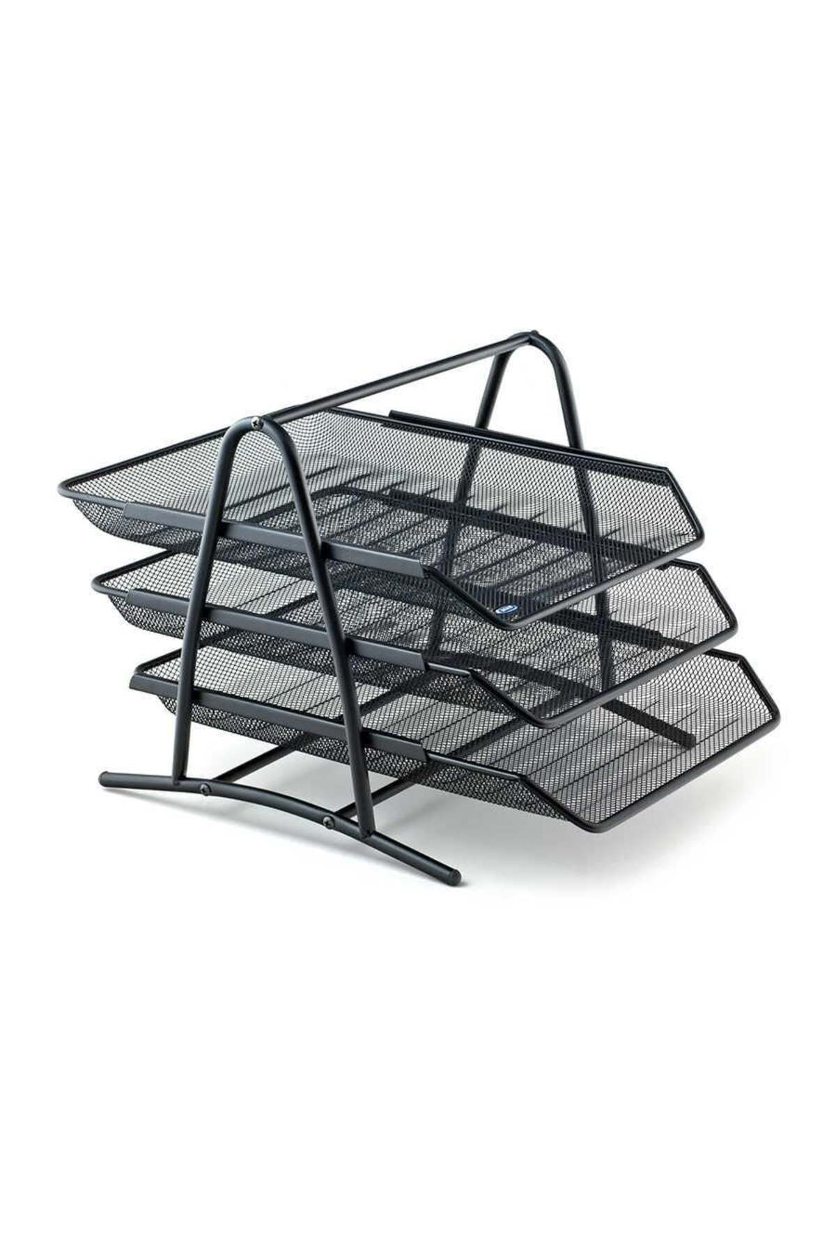 KRAF Perfore Evrak Rafı Metal 3 Katlı 460g Siyah