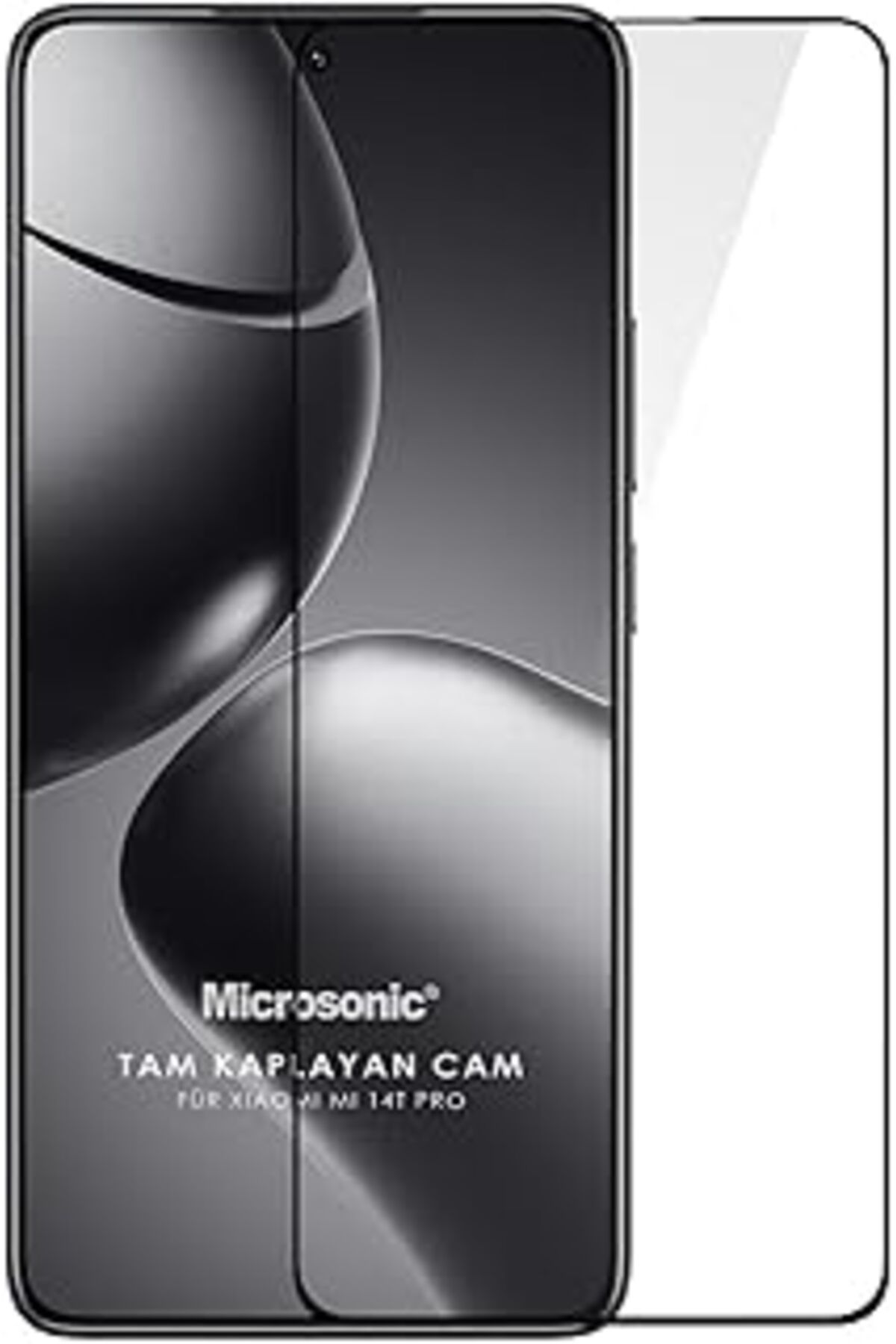 Mu Art Microsonic Xiaomi 14T Pro Tam Kaplayan Temperli Cam Ekran Koruyucu Siyah
