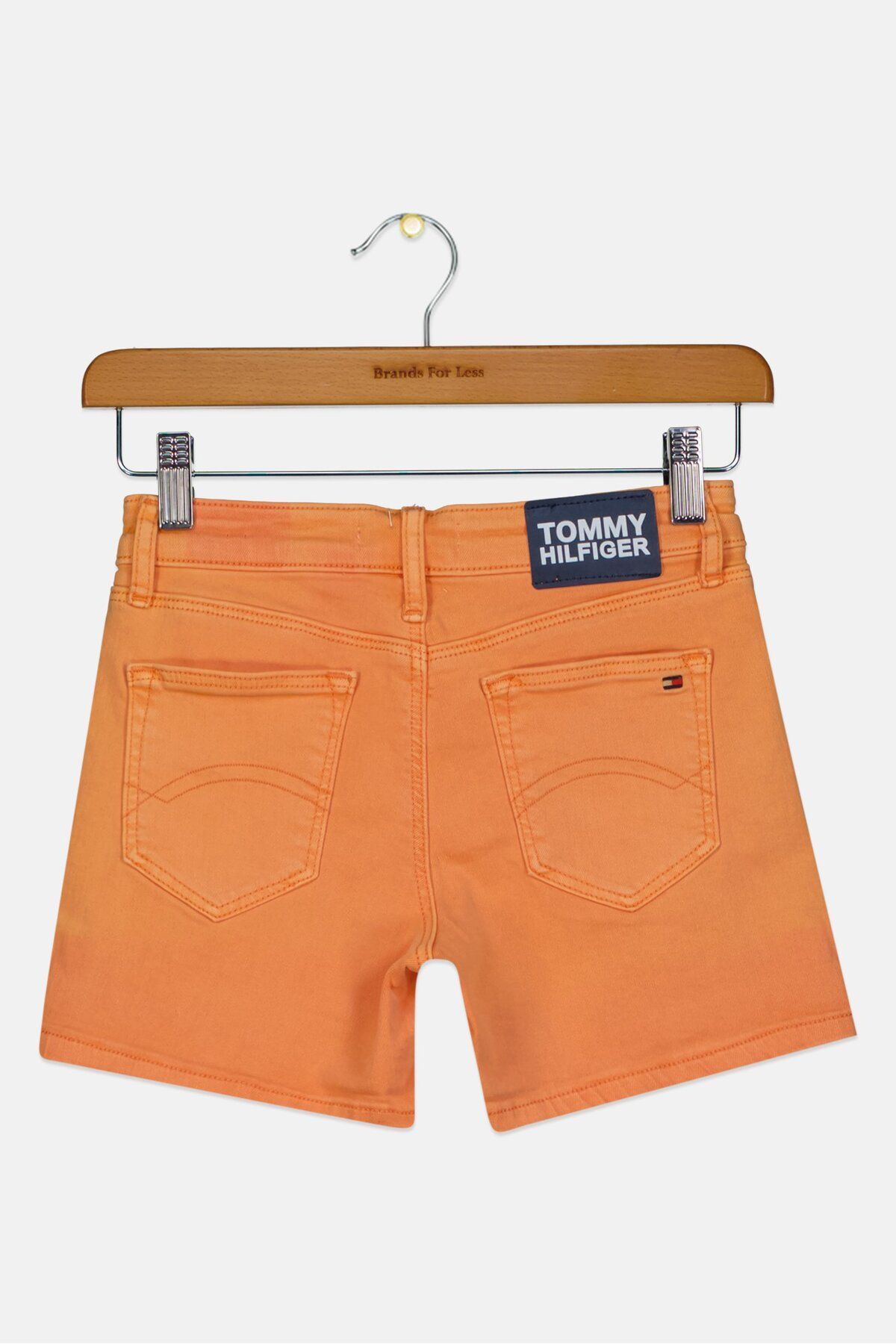 Tommy Hilfiger-Kids Girl Skinny Fit Plain Denim Short, Orange 2