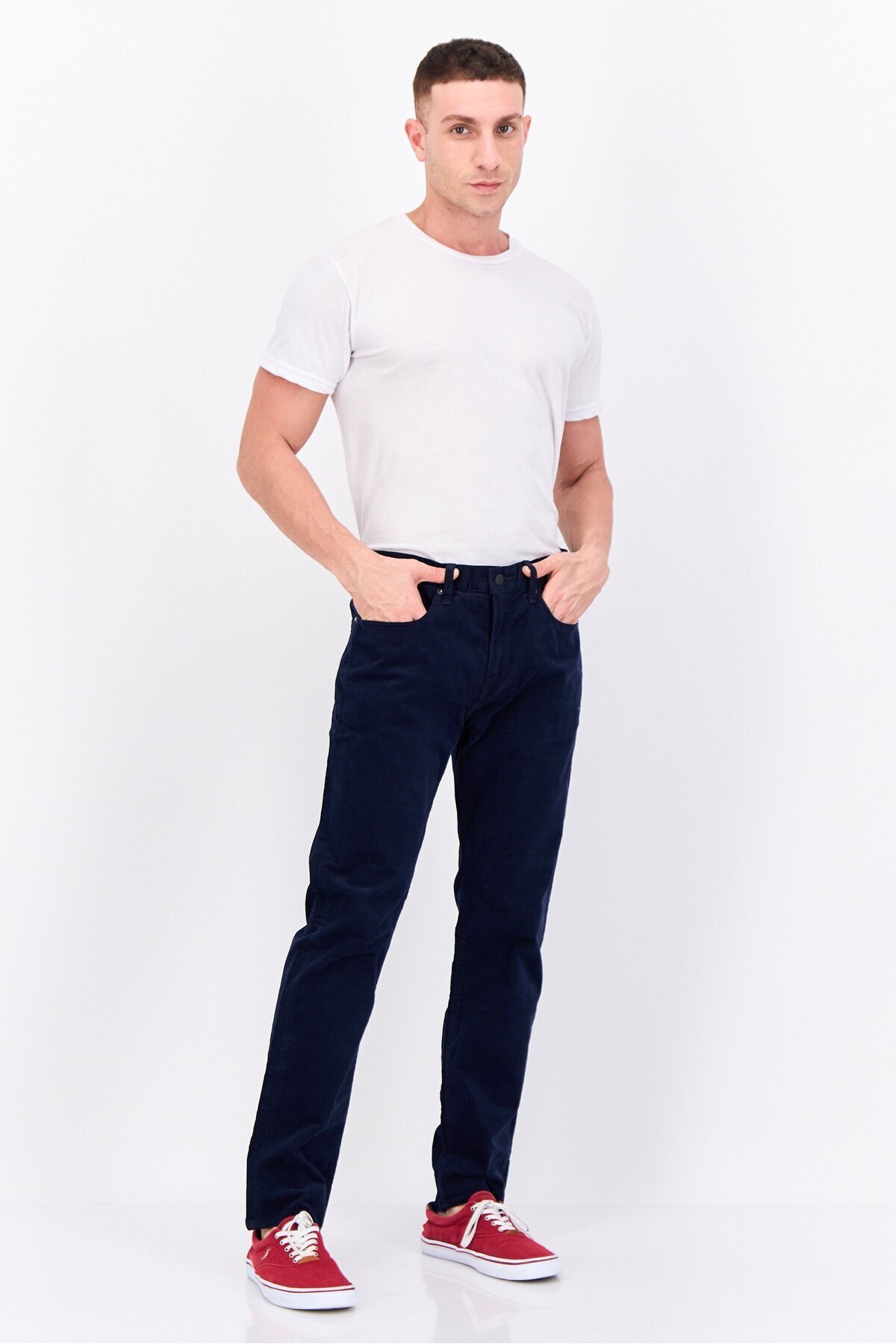 GAP-Men Slim Fit Textured Corduroy Pants, Navy 4
