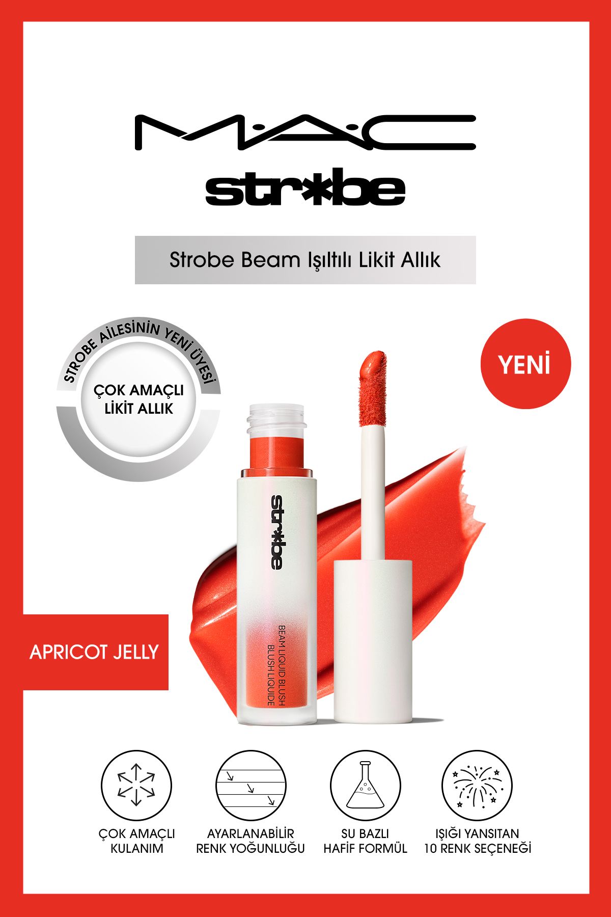 Strobe Beam Işıltılı Çok Amaçlı Likit Allık - Apricot Jelly 4.3 ml