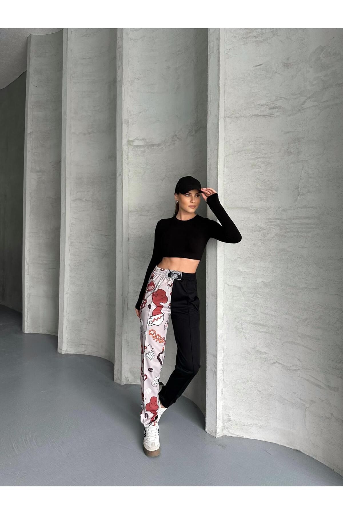 RPT MODA-Digital Printed Double Color Patterned Comfortable High Waist Jogger Bottom Tracksuit 5