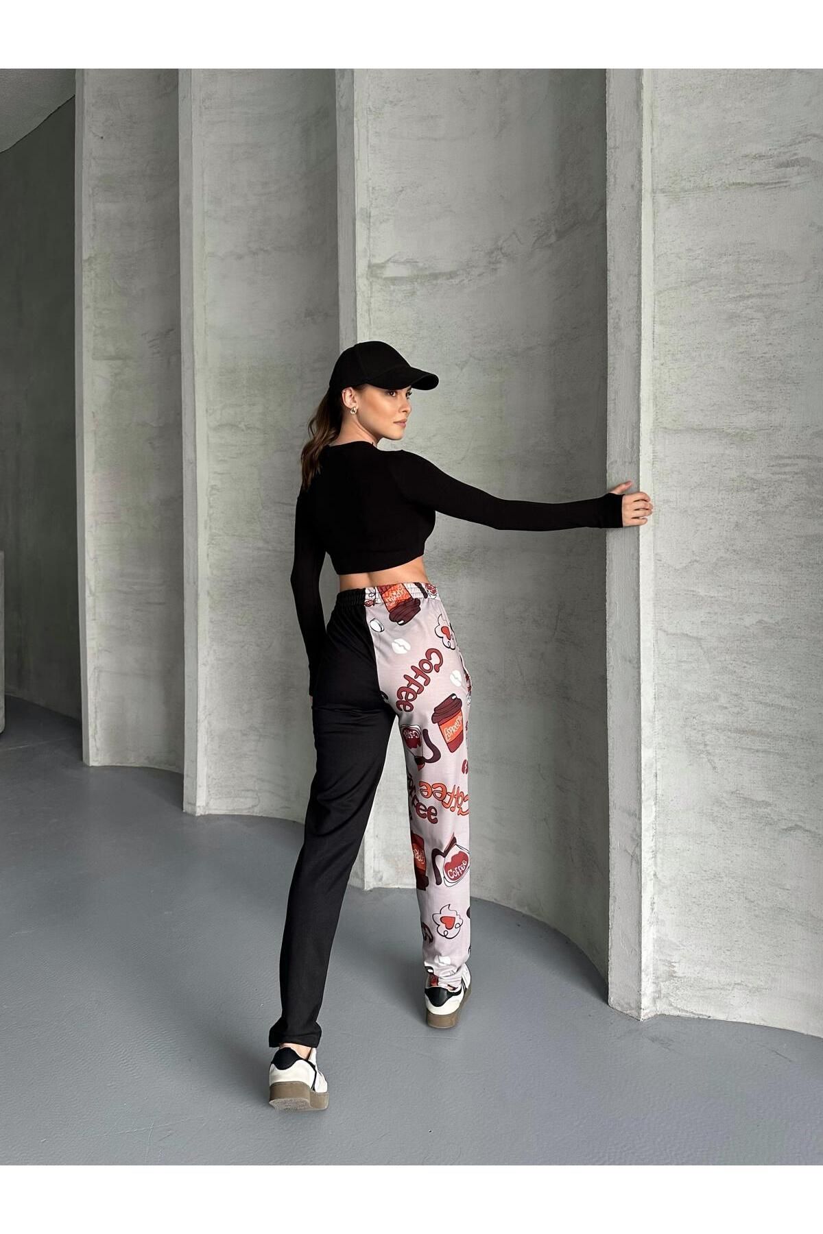 RPT MODA-Digital Printed Double Color Patterned Comfortable High Waist Jogger Bottom Tracksuit 7