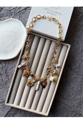 Home Çoklu Charm Detaylı Gold Kolye