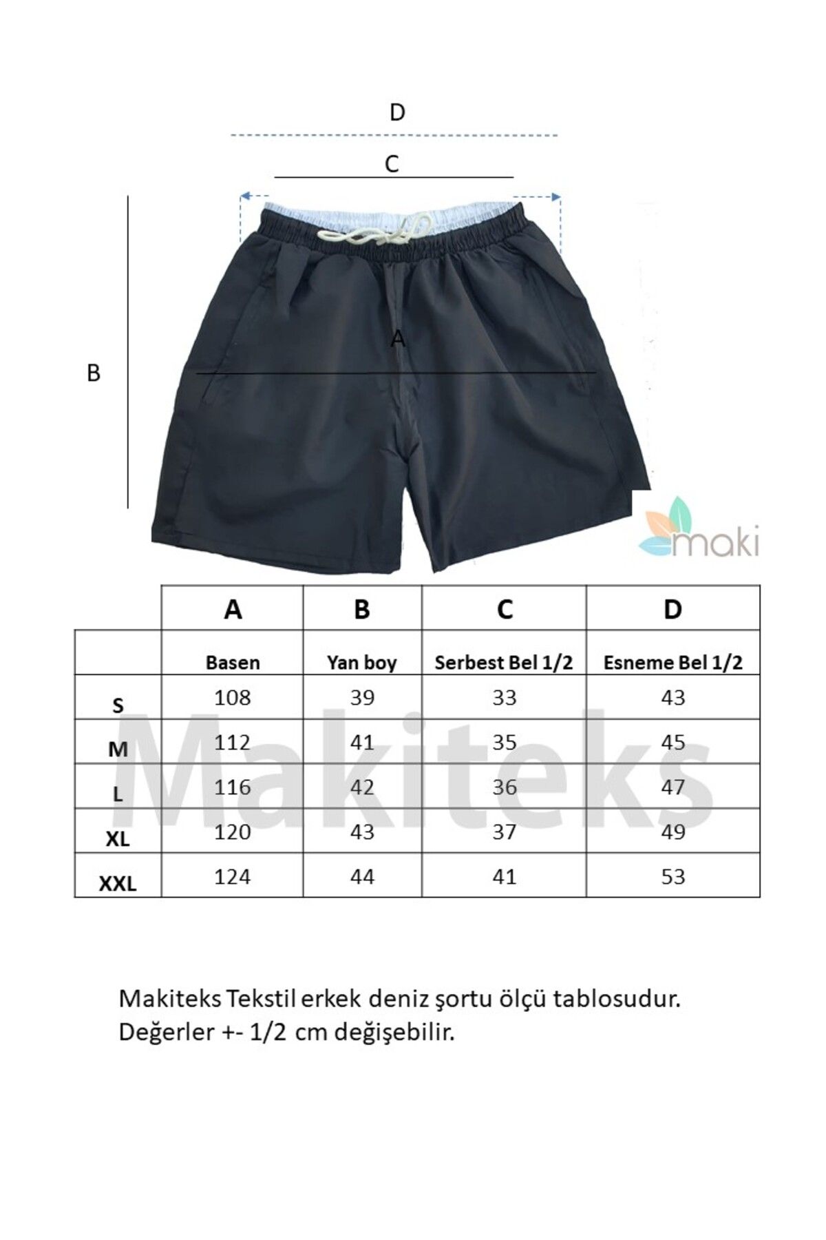 makiteks-ملابس السباحة القصيرة - 2 جيوب، شبكة داخلية، خصر مطاطي وحبل ربط 4