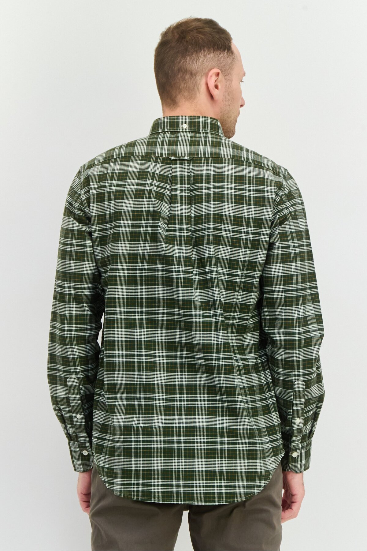 Gant-Men Regular Fit Checkered Long Sleeve Casual Shirt, Green Combo 3