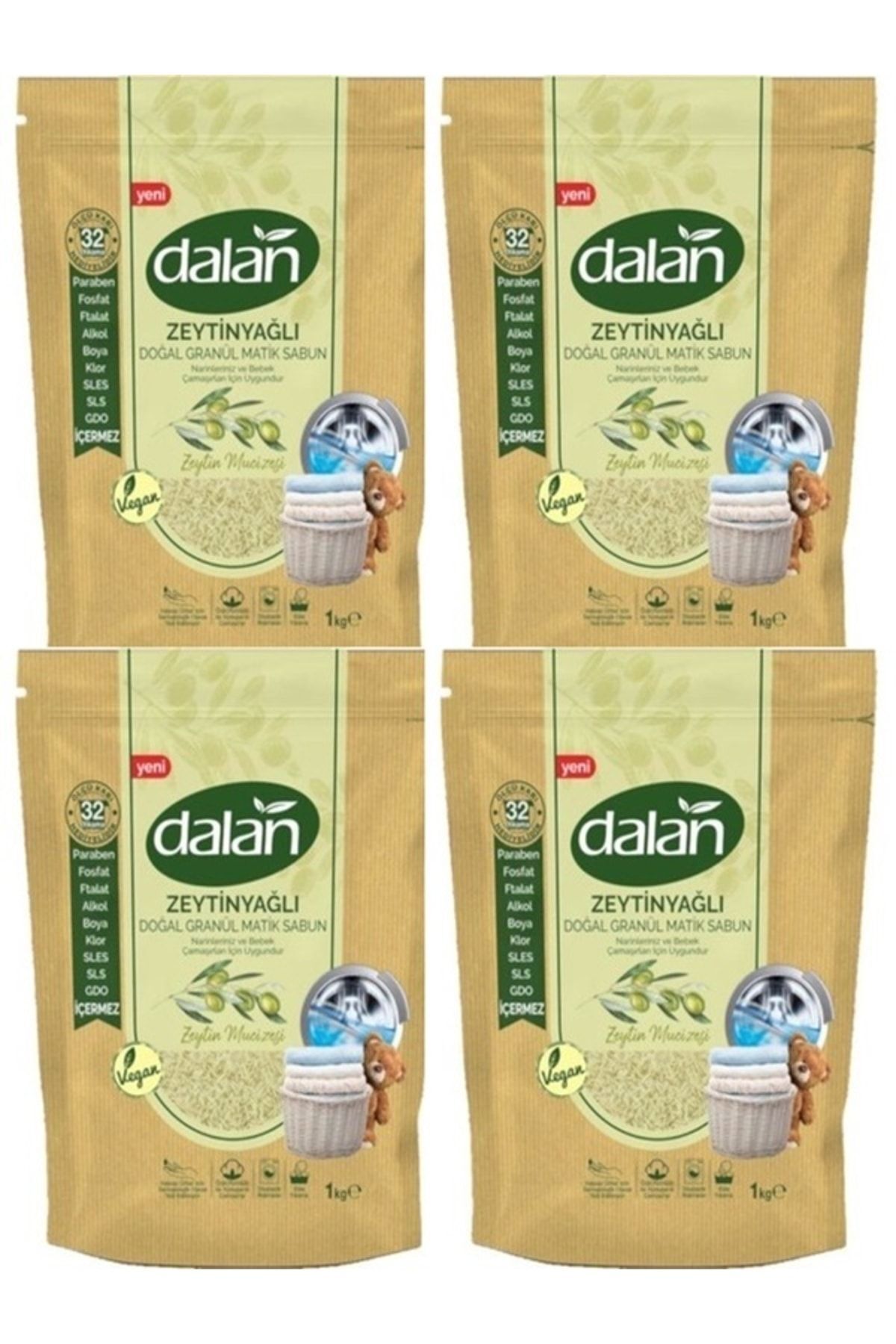 Dalan GRANÜL ZEYTİNYAĞLI SABUN 1000 GR 4 ADET fotoğrafı 2 (önizleme)